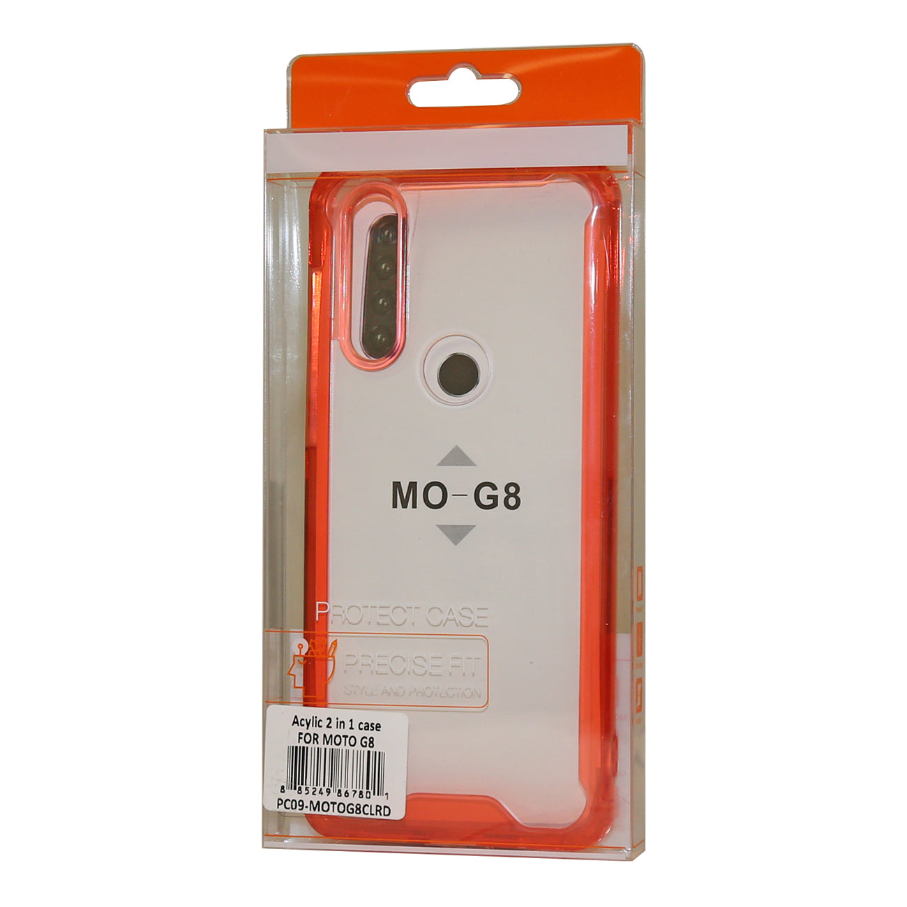 Case Bumper TPU And PC High Quality Motorola G8 Clear Red Color