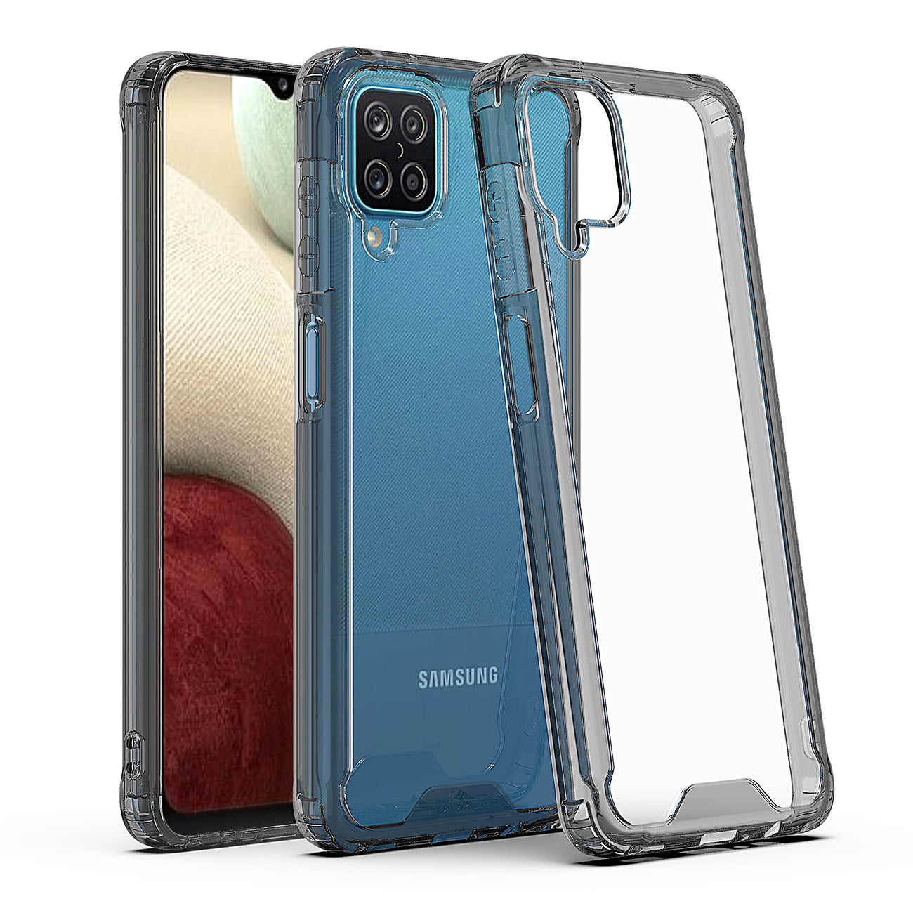 Case Bumper PC And TPU High Quality 2X For Samsung Galaxy A12 5G Clean Black Color