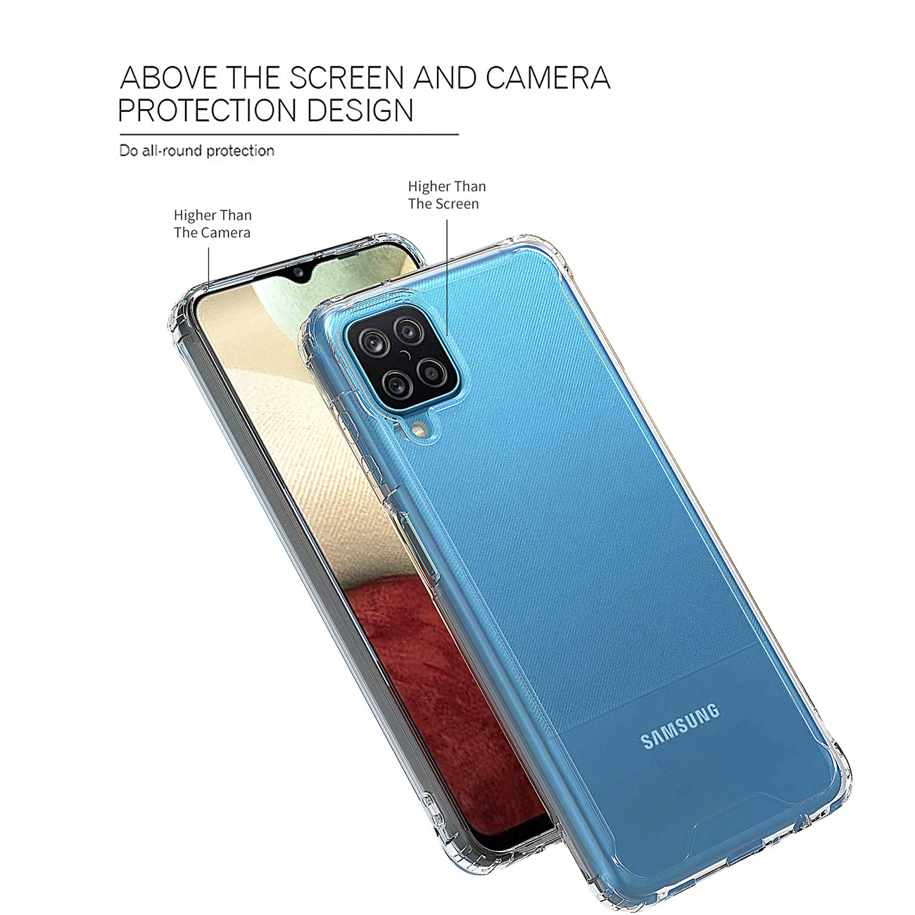 High Quality 2X Clean PC and TPU Bumper Case In Clear For Samsung Galaxy A12 5G