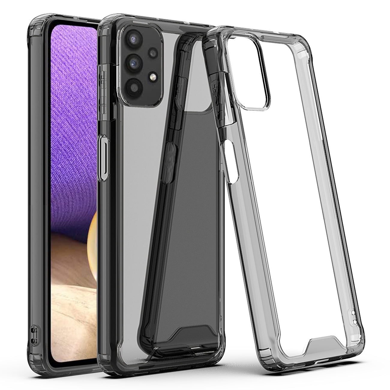 Case Bumper PC And TPU High Quality 2X For Samsung Galaxy A32 5G Clean Black Color