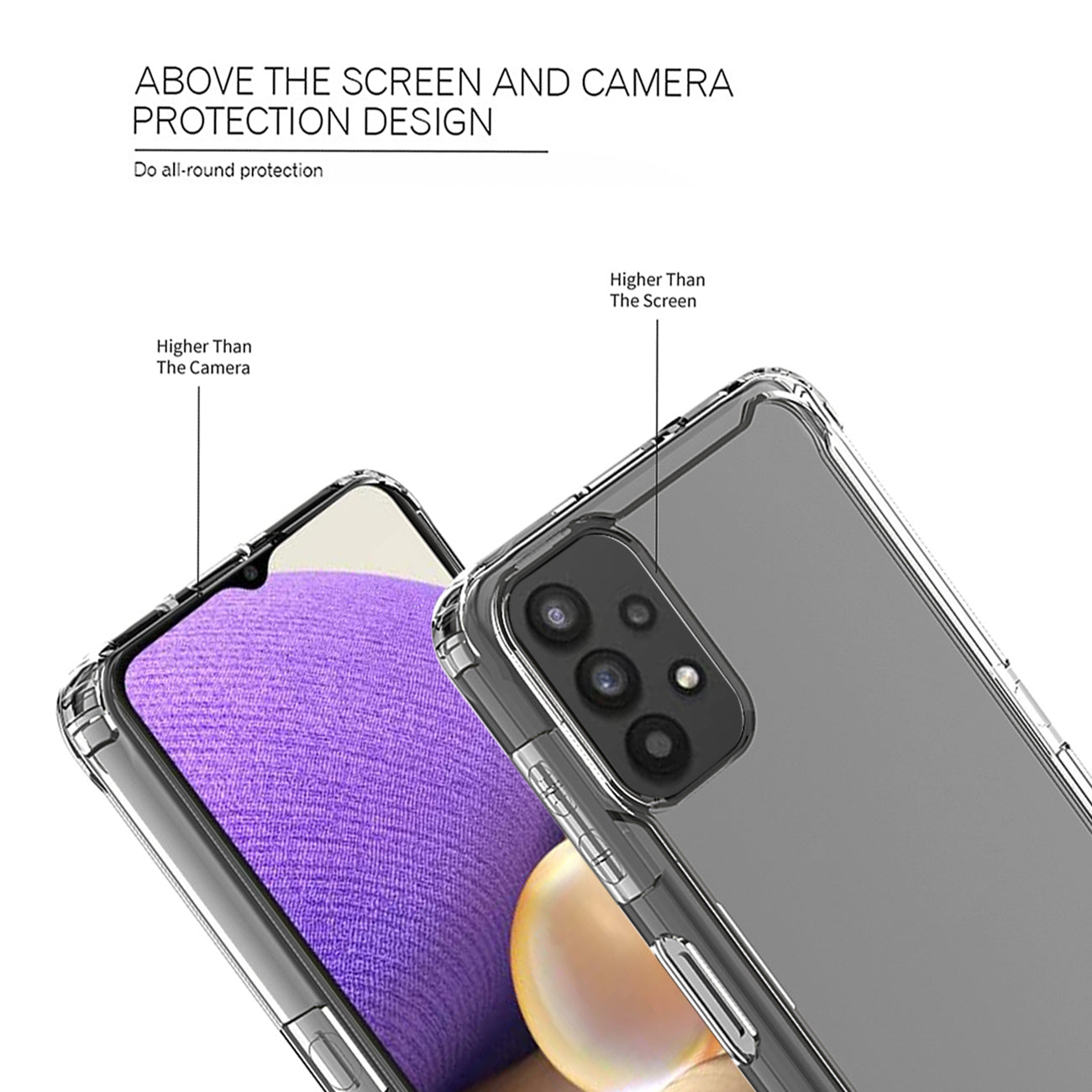 Case Bumper PC And TPU High Quality 2X Clean For Samsung Galaxy A32 5G Clear