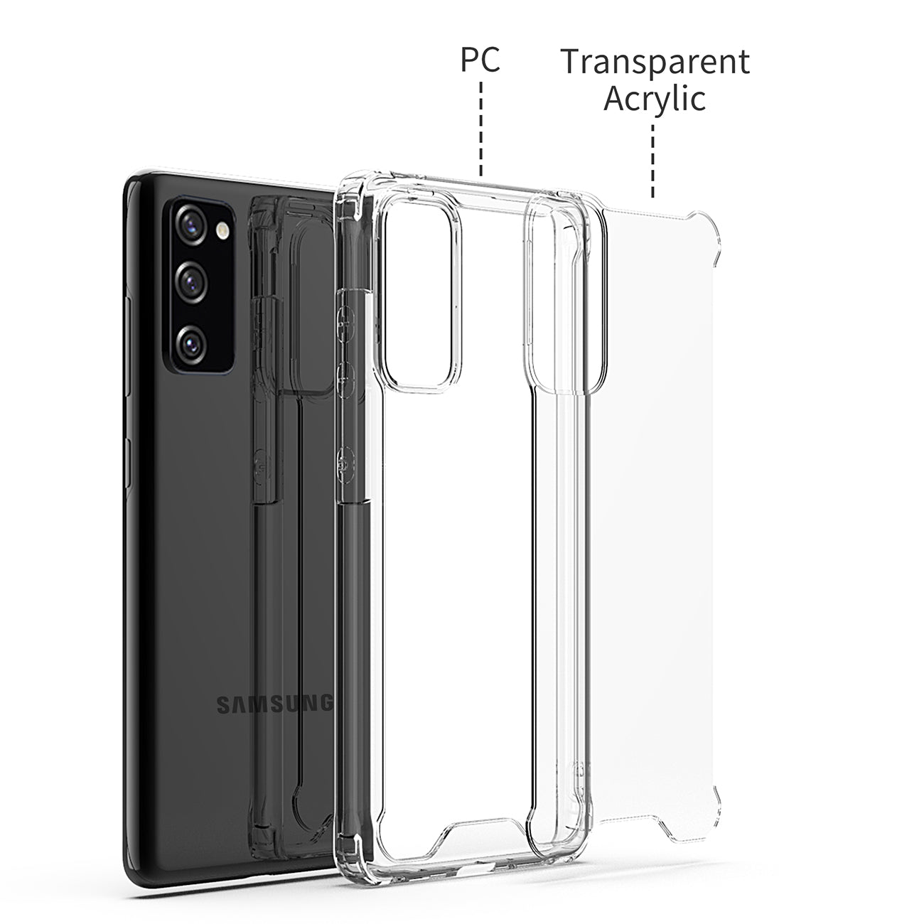 High quality TPU Bumper and Clarity PC Case ForSAMSUNG GALAXY S20 FAN EDITION In Clear