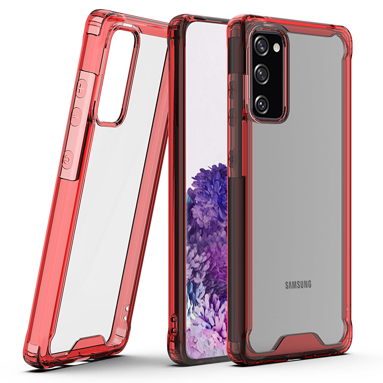 High quality TPU Bumper and Clarity PC Case ForSAMSUNG GALAXY S20 FAN EDITION In Red