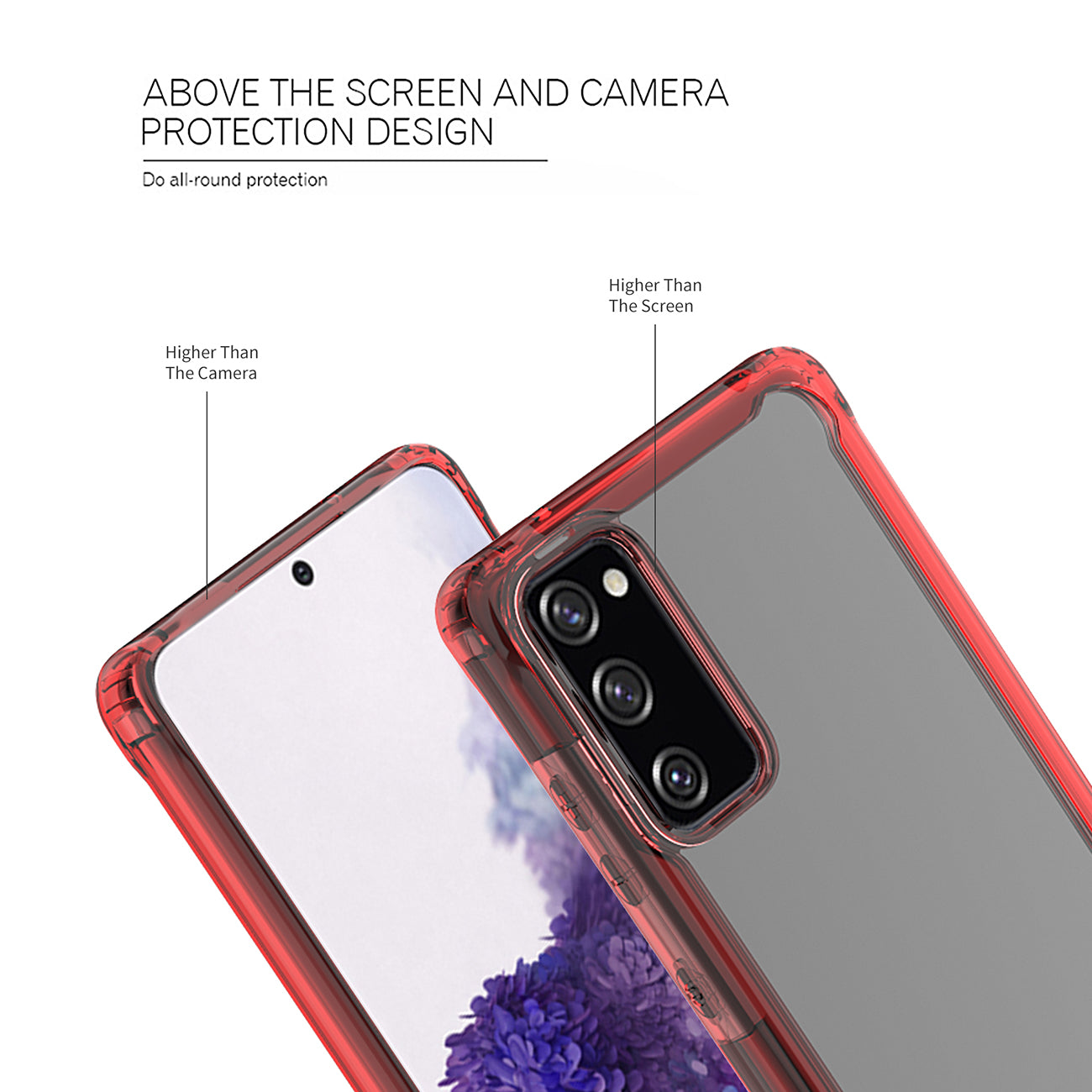 High quality TPU Bumper and Clarity PC Case ForSAMSUNG GALAXY S20 FAN EDITION In Red