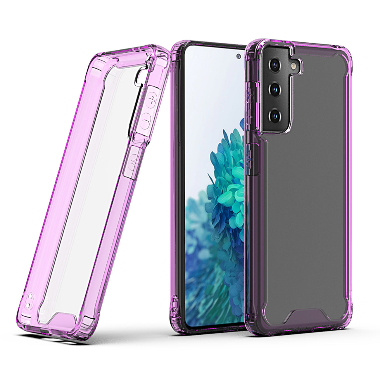 High quality TPU Bumper and Clarity PC Case ForSAMSUNG GALAXY S21/S30 PLUS In Purple