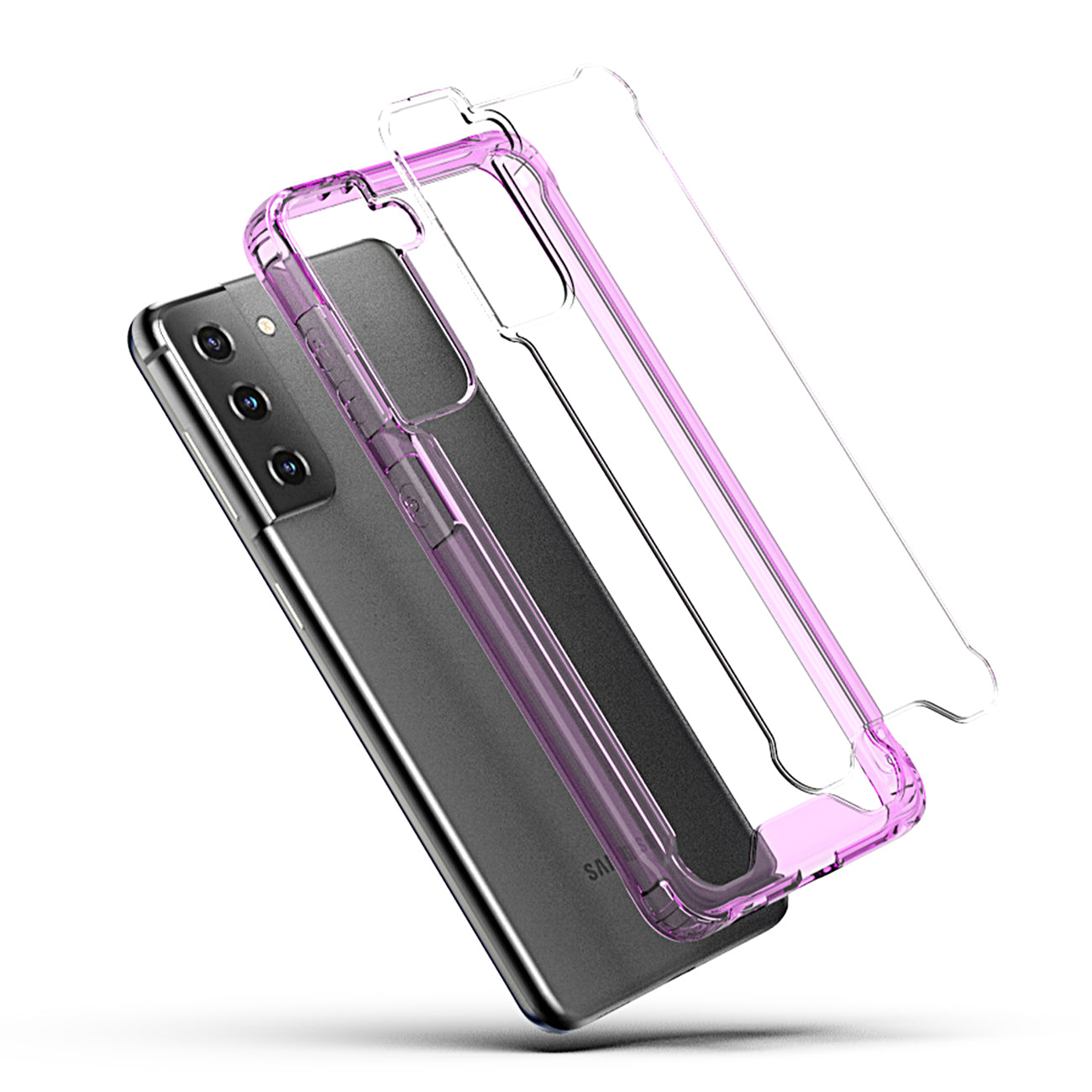High quality TPU Bumper and Clarity PC Case ForSAMSUNG GALAXY S21/S30 PLUS In Purple