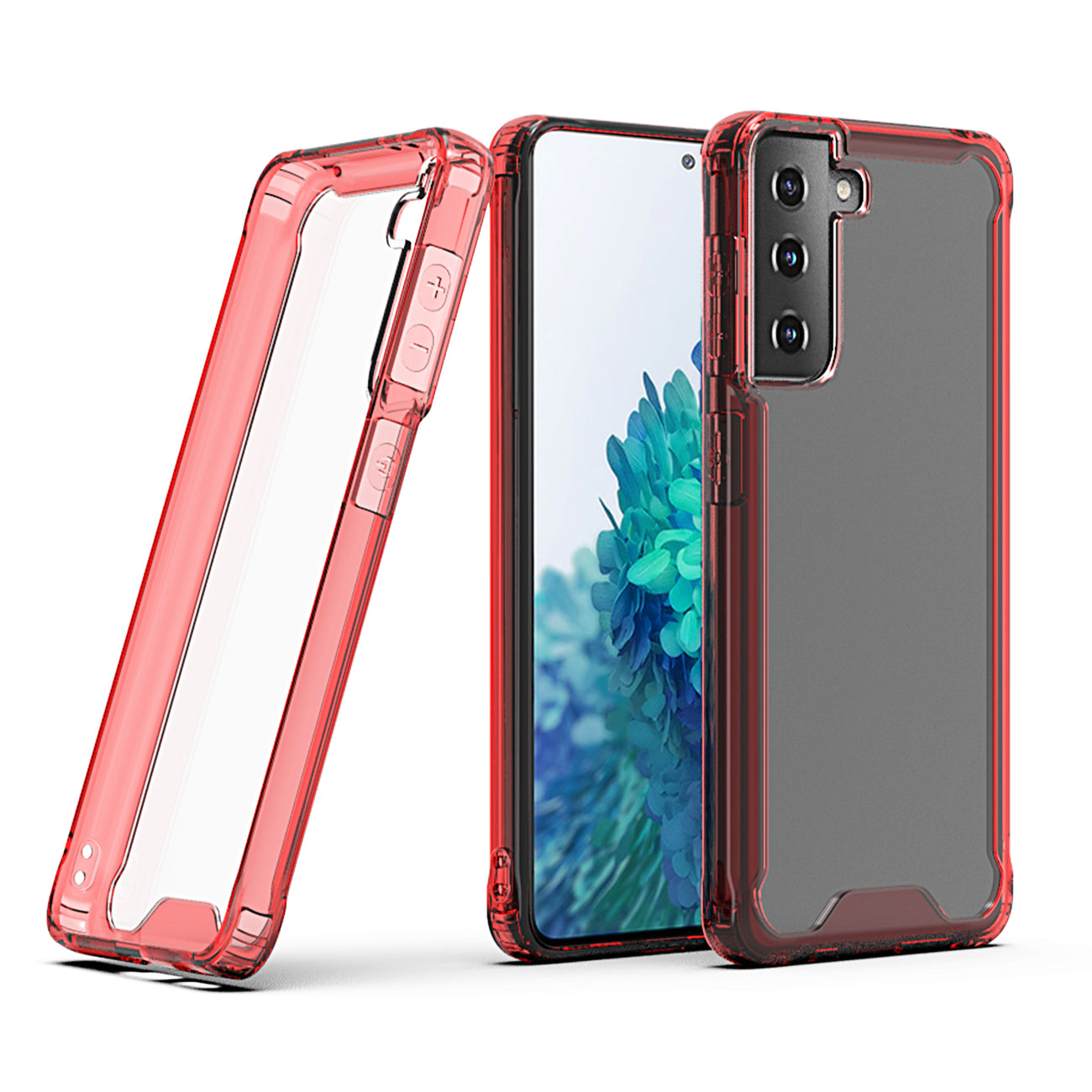 High quality TPU Bumper and Clarity PC Case ForSAMSUNG GALAXY S21/S30 PLUS In Red