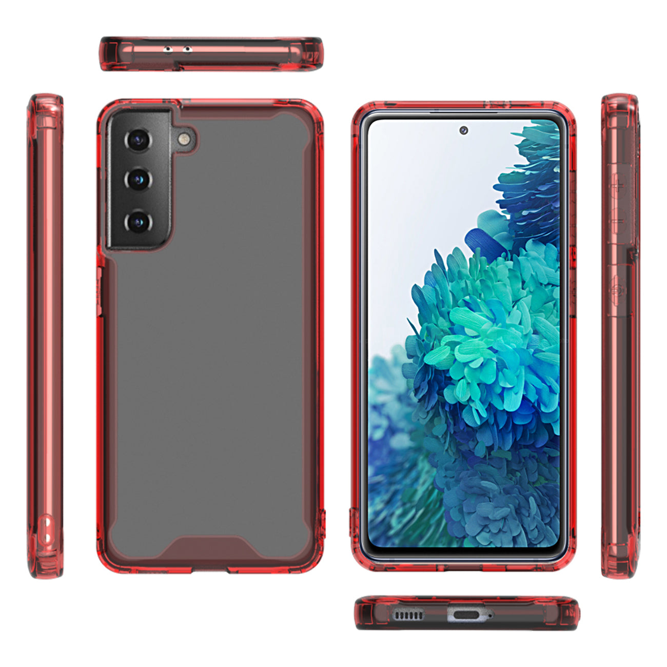 High quality TPU Bumper and Clarity PC Case ForSAMSUNG GALAXY S21/S30 PLUS In Red