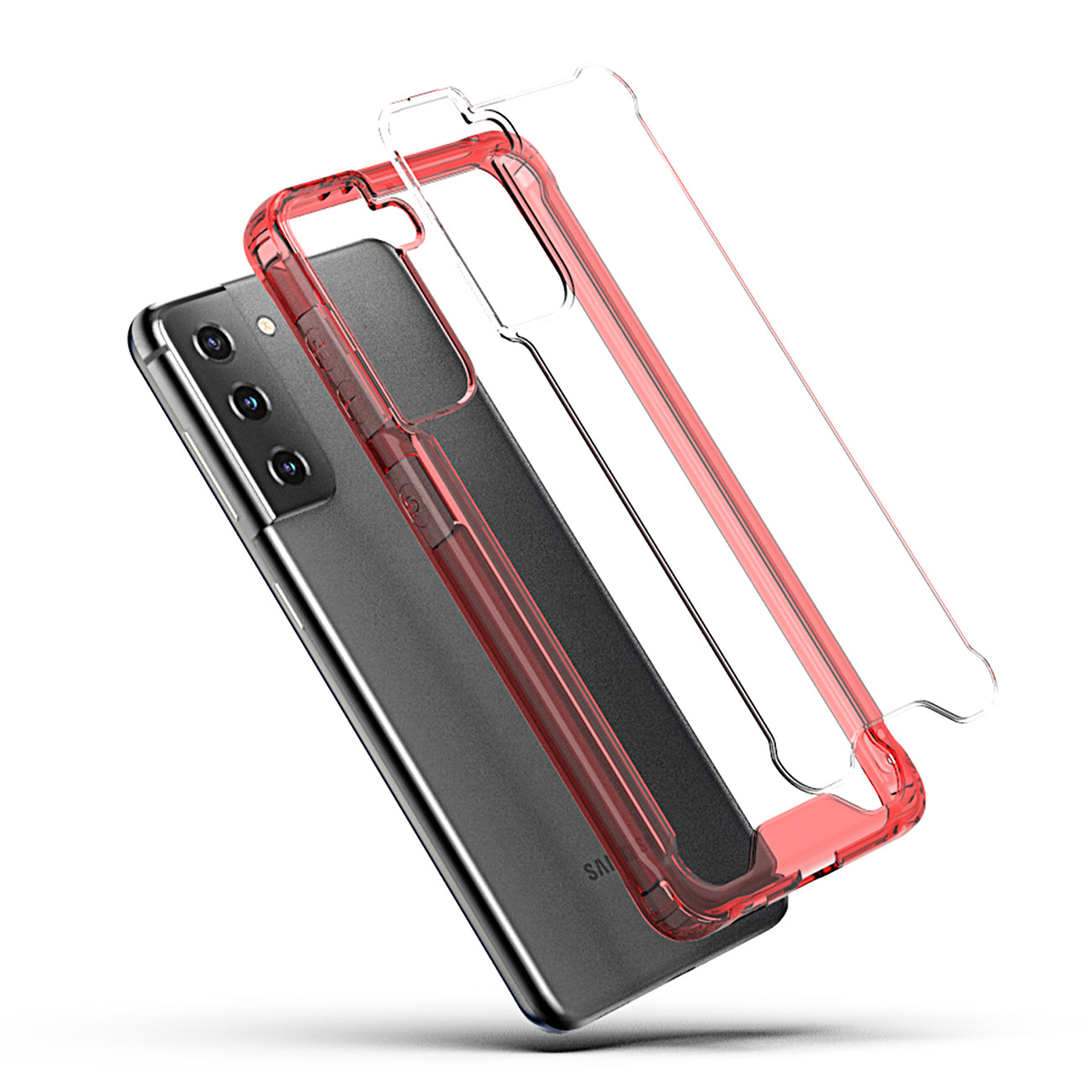 High quality TPU Bumper and Clarity PC Case ForSAMSUNG GALAXY S21/S30 PLUS In Red