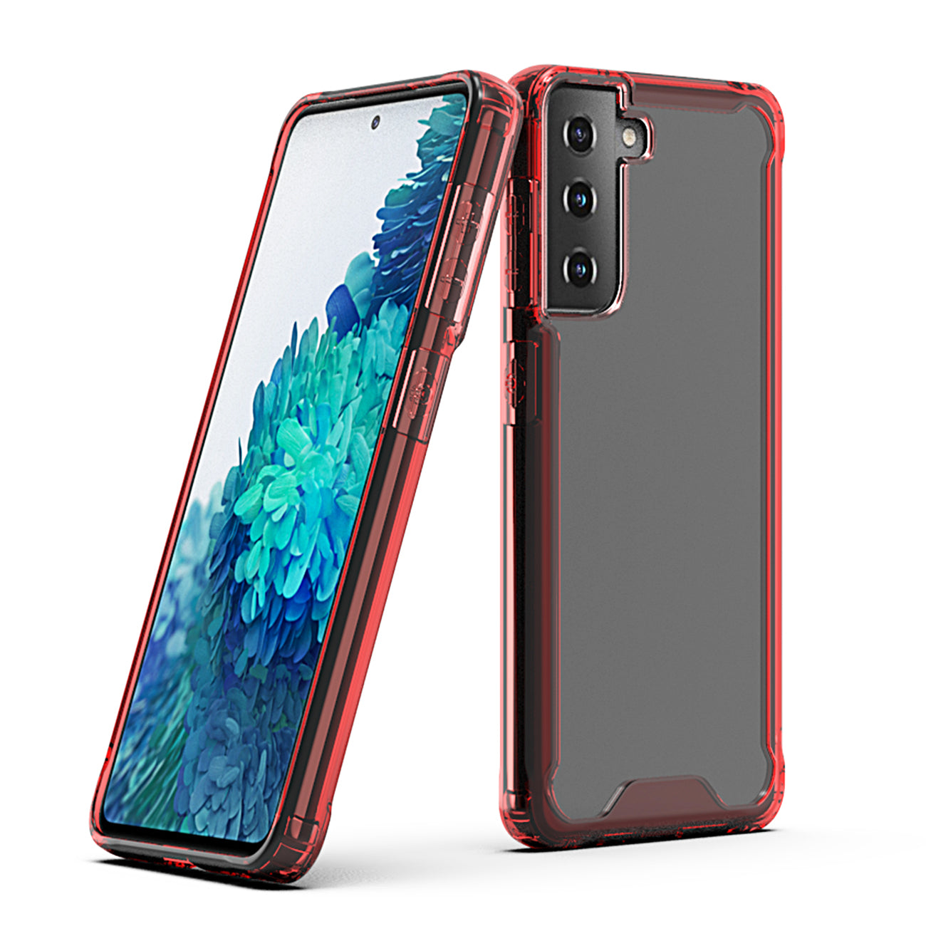 High quality TPU Bumper and Clarity PC Case ForSAMSUNG GALAXY S21/S30 PLUS In Red