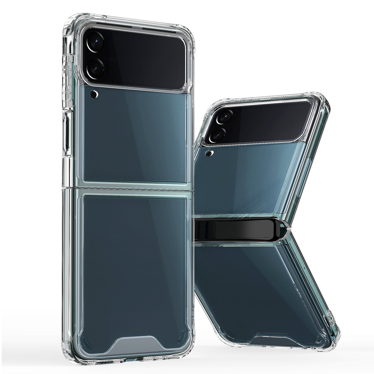 High Quality 2X Clean PC and TPU Bumper Case In Clear For Samsung Galaxy Z Flip 4