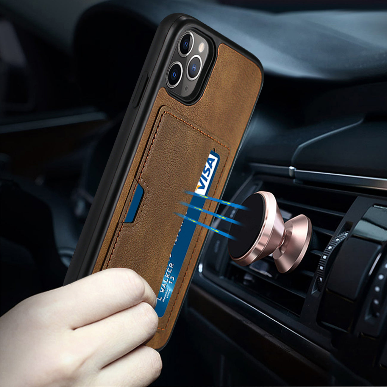 Case Card Pocket Apple iPhone 11 Pro Brown Color