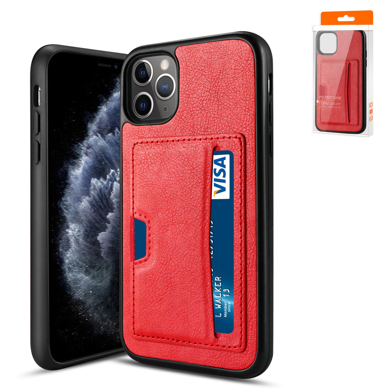 Case Card Pocket Apple iPhone 11 Pro Red Color