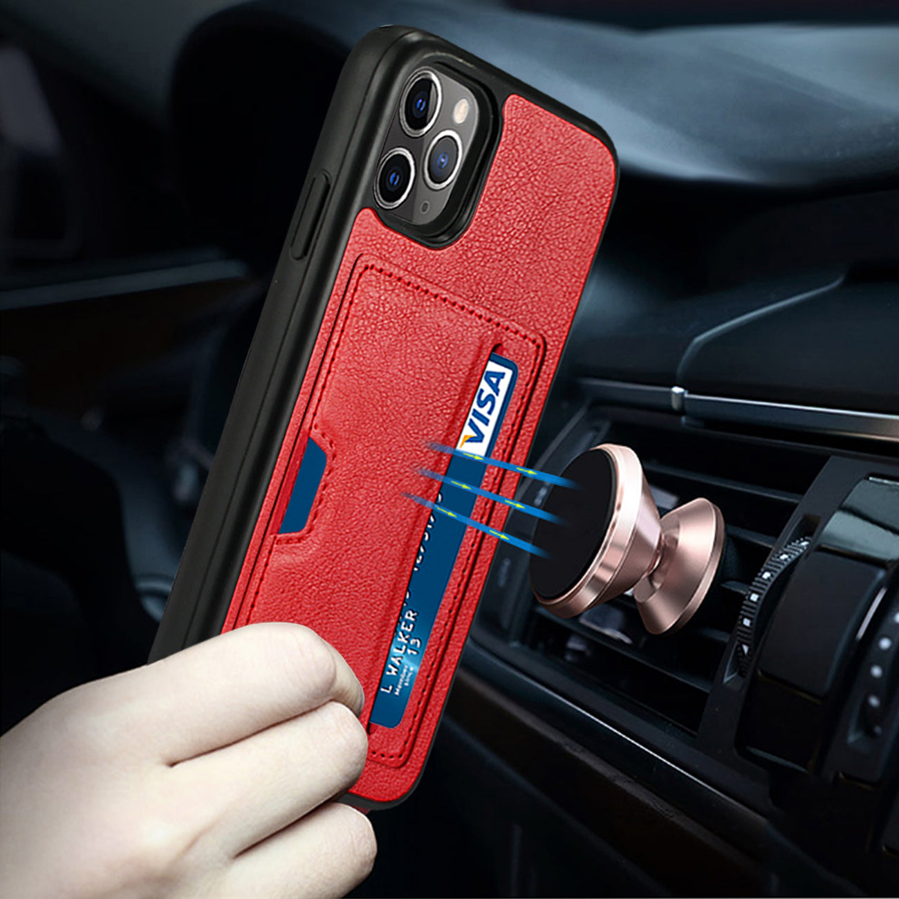 Case Card Pocket Apple iPhone 11 Pro Red Color