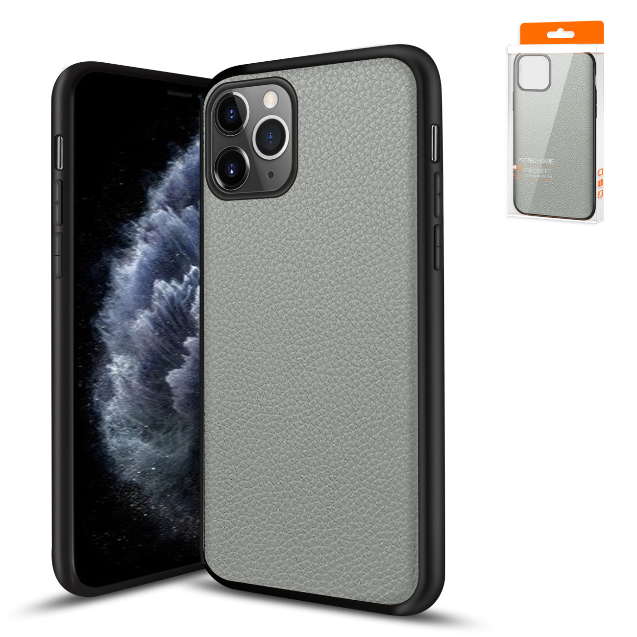 Premium PU Leather Outside and Flexible TPU Silicone Hybrid Slim Case for IPhone 11 PRO MAX