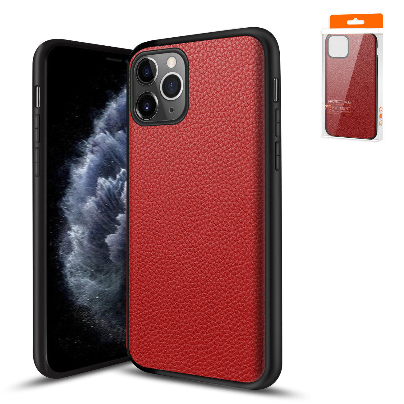 Premium PU Leather Outside and Flexible TPU Silicone Hybrid Slim Case for IPhone 11 PRO MAX