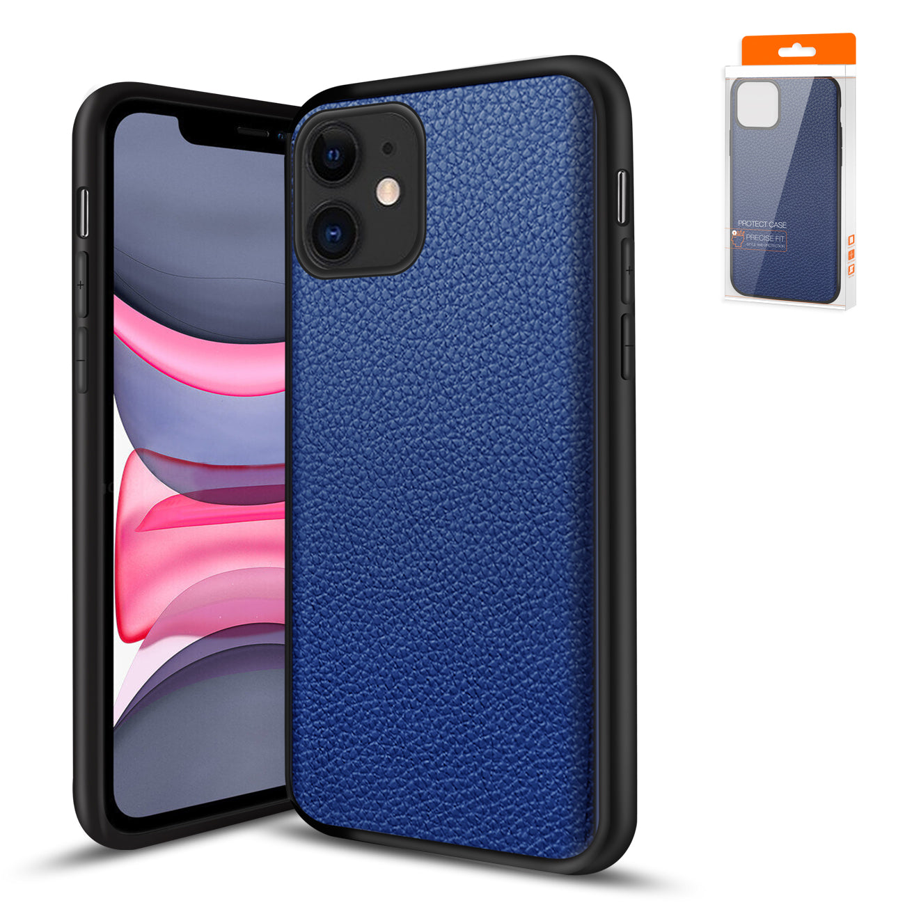Reiko Premium PU Leather Outside and Flexible TPU Silicone Hybrid Slim Case for IPhone 11