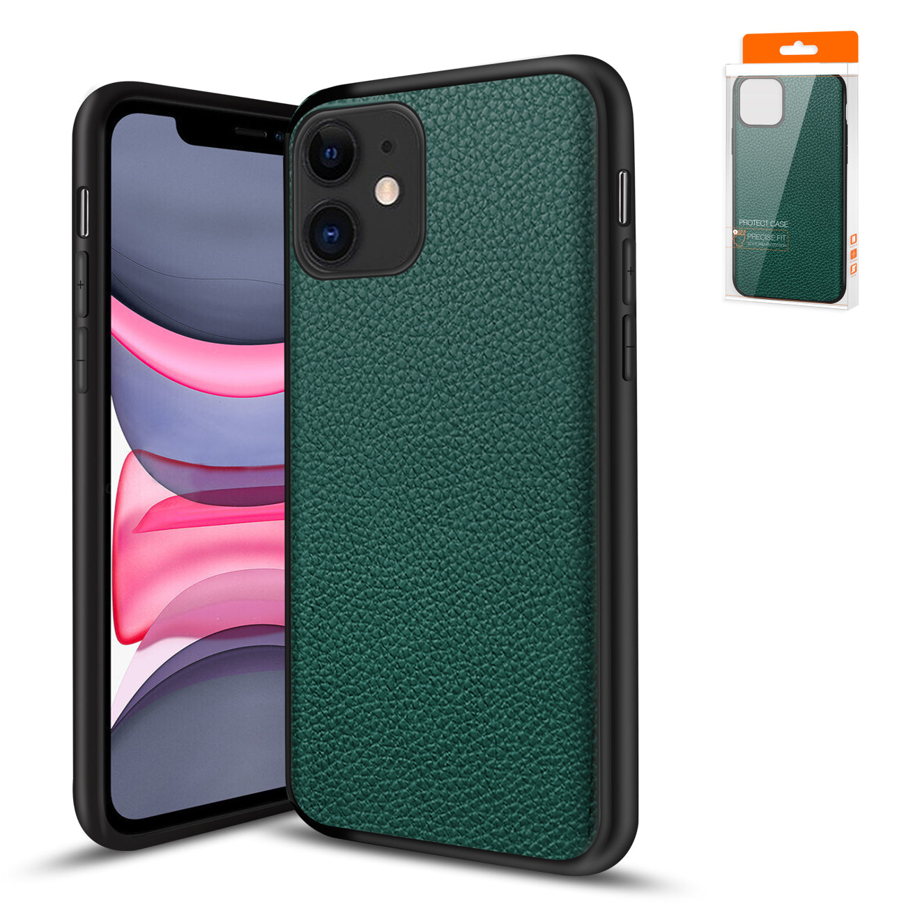 Reiko Premium PU Leather Outside and Flexible TPU Silicone Hybrid Slim Case for IPhone 11