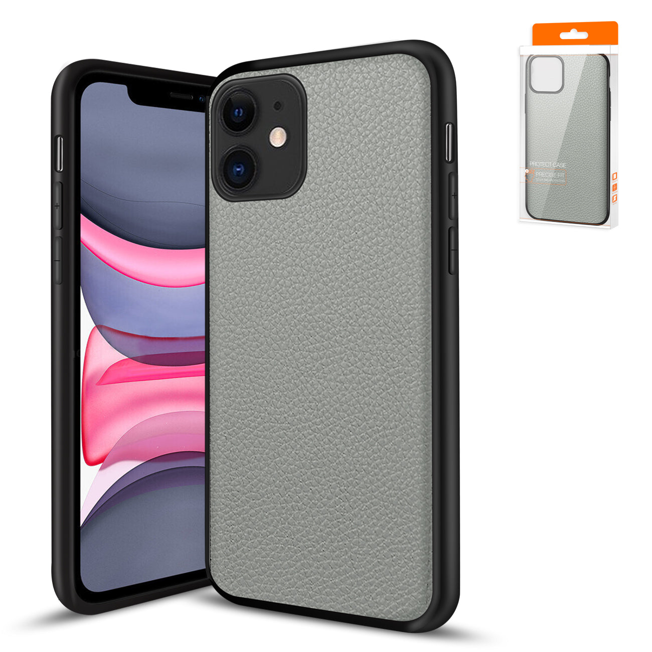 Reiko Premium PU Leather Outside and Flexible TPU Silicone Hybrid Slim Case for IPhone 11