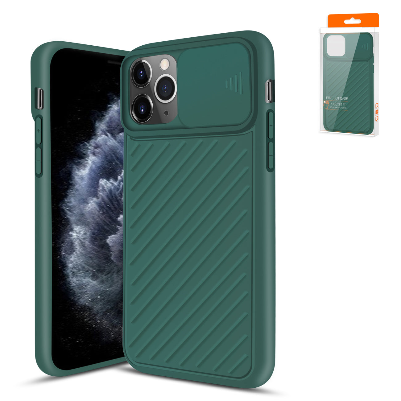 Case TPU With Slide Camera Slim Stylish Protective CamShield Series Apple iPhone 11 Pro Max Green Color