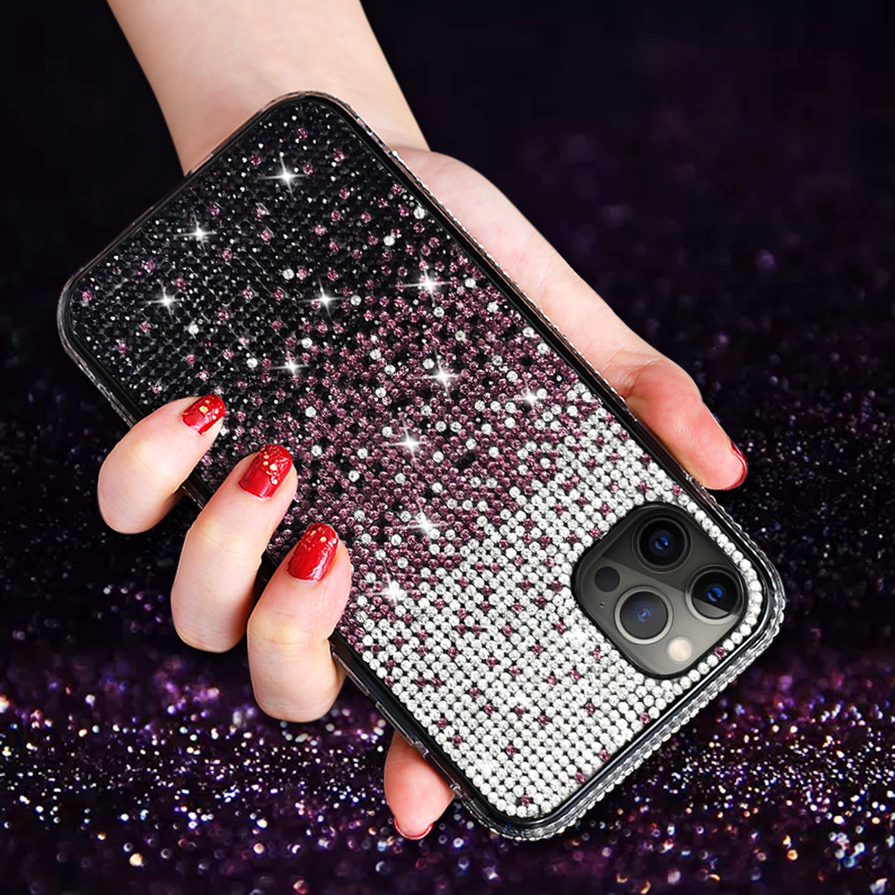 Case Diamond Design Apple iPhone 12/ iPhone 12 Pro Purple Color