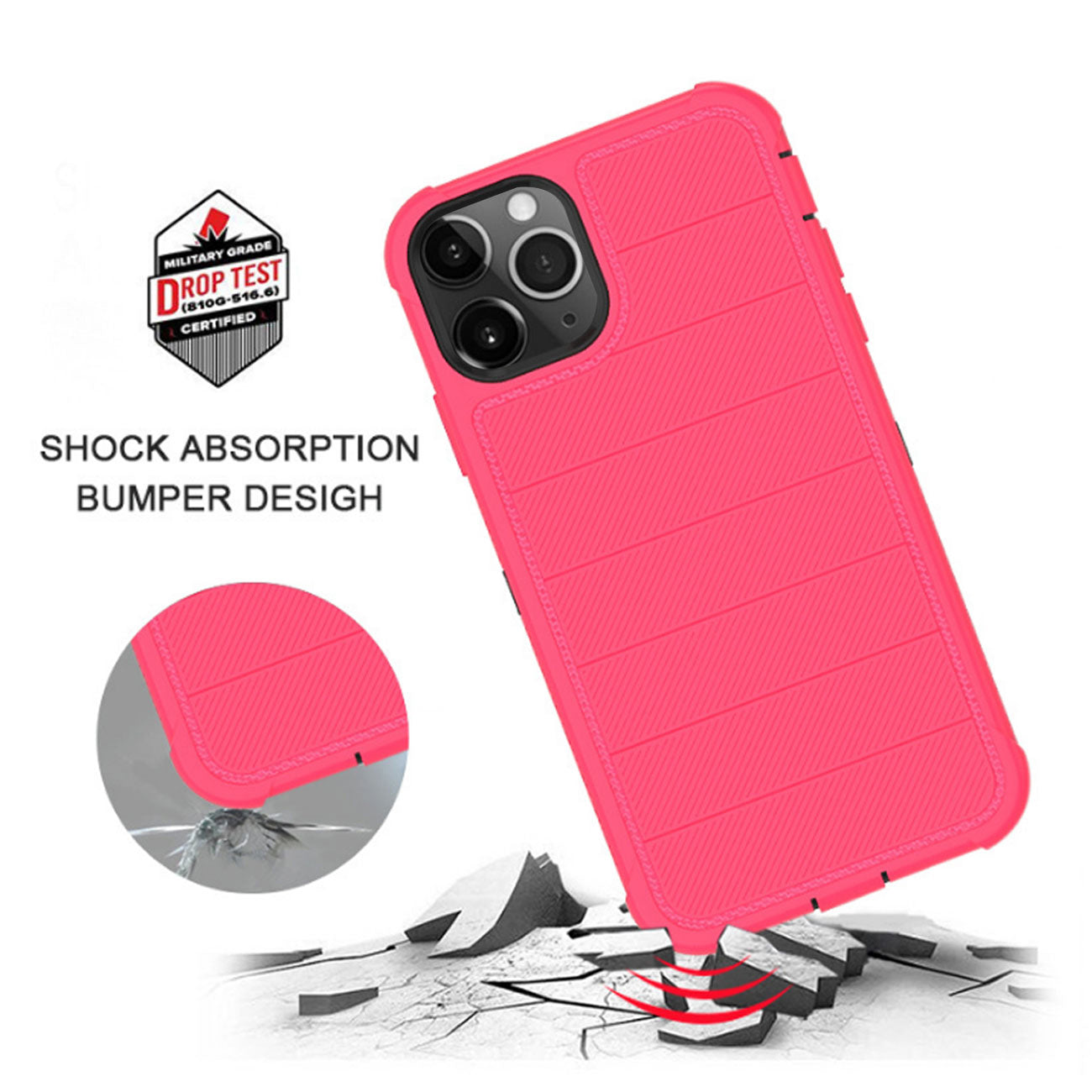 Case Holster Combo Hybrid 3-In-1 Heavy Duty Apple iPhone 11 Pro Max Hot Pink Color