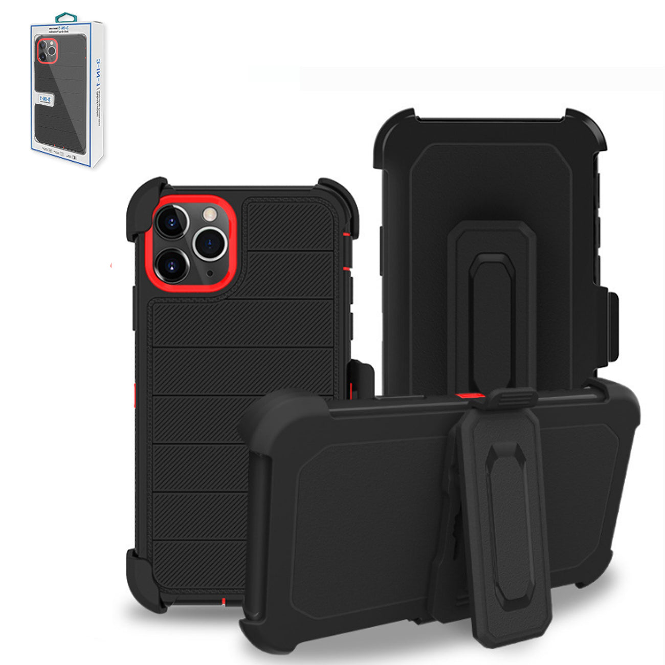 Case Holster Combo Hybrid 3-In-1 Heavy Duty Apple iPhone 11 Pro Black Color