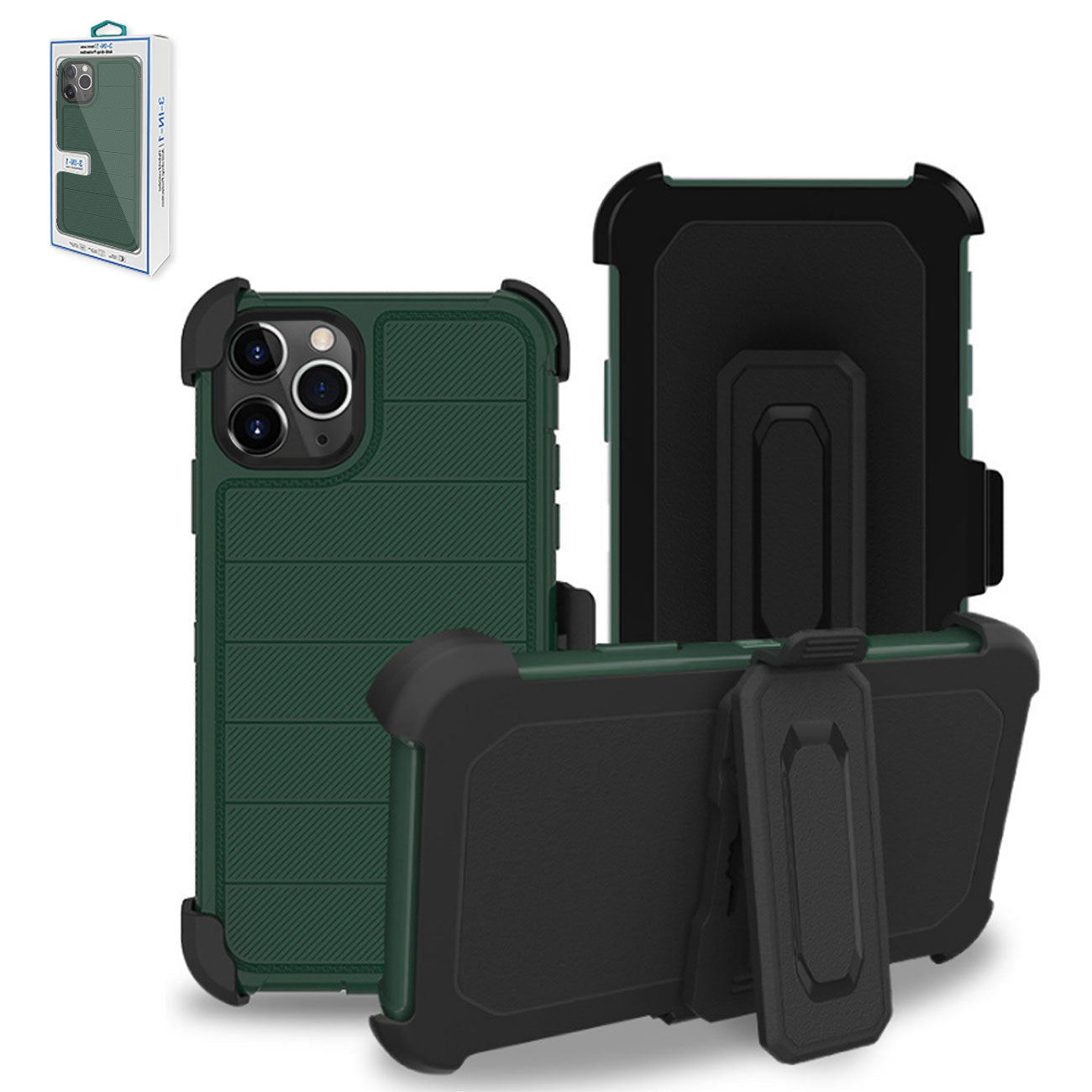 Case Holster Combo Hybrid 3-In-1 Heavy Duty Apple iPhone 11 Pro Blue Color