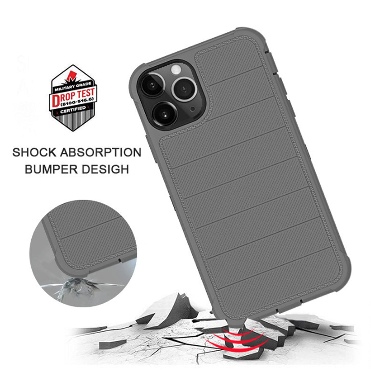 Case Holster Combo Hybrid 3-In-1 Heavy Duty Apple iPhone 11 Pro Gray Color