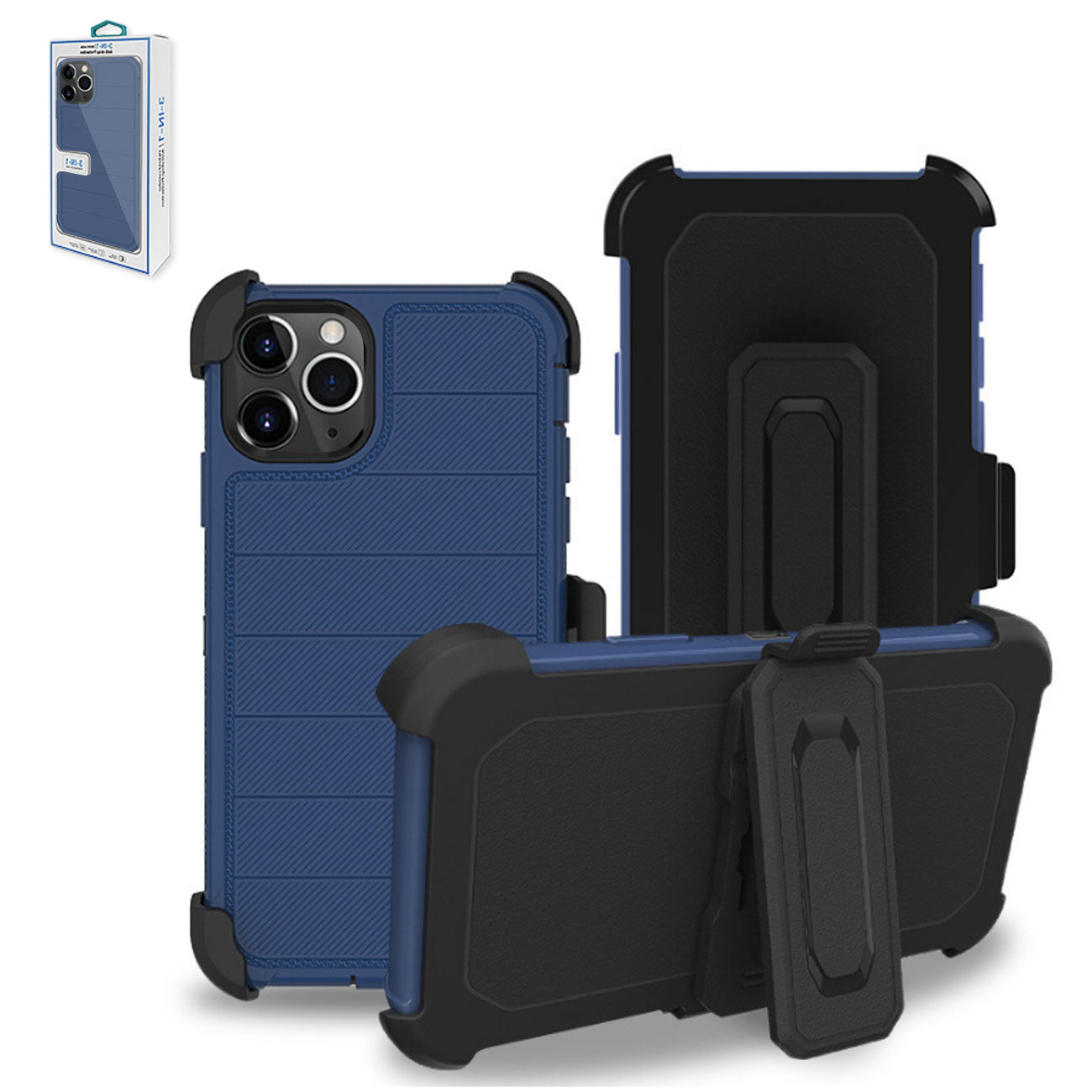 Case Holster Combo Hybrid 3-In-1 Heavy Duty Apple iPhone 11 Pro Navy Color