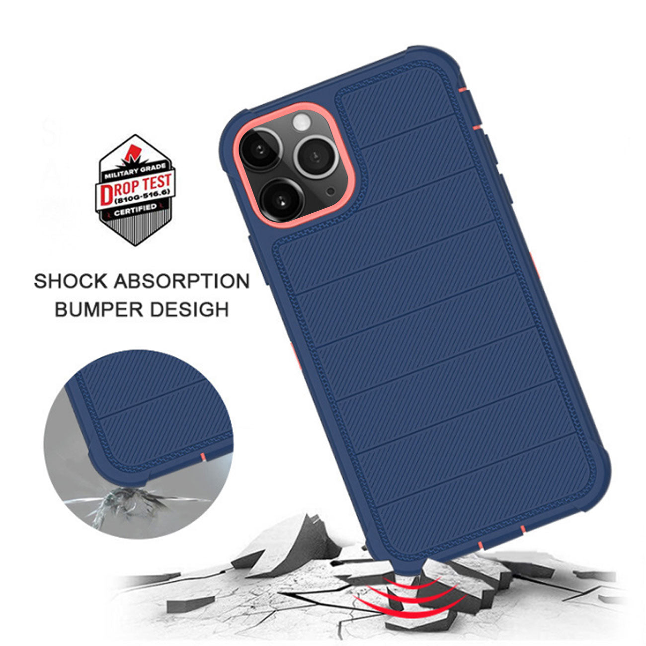 Case Holster Combo 3-In-1 Hybrid Heavy Duty Apple iPhone 11 Pro Navy Color