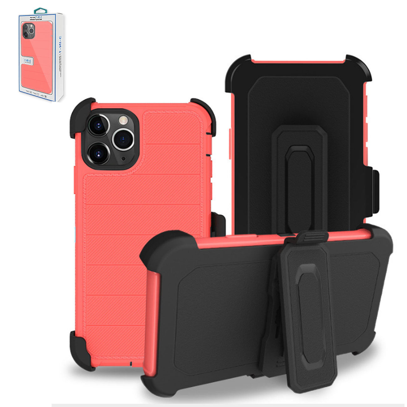 Case Holster Combo 3-In-1 Hybrid Heavy Duty Apple iPhone 11 Pro Pink Color