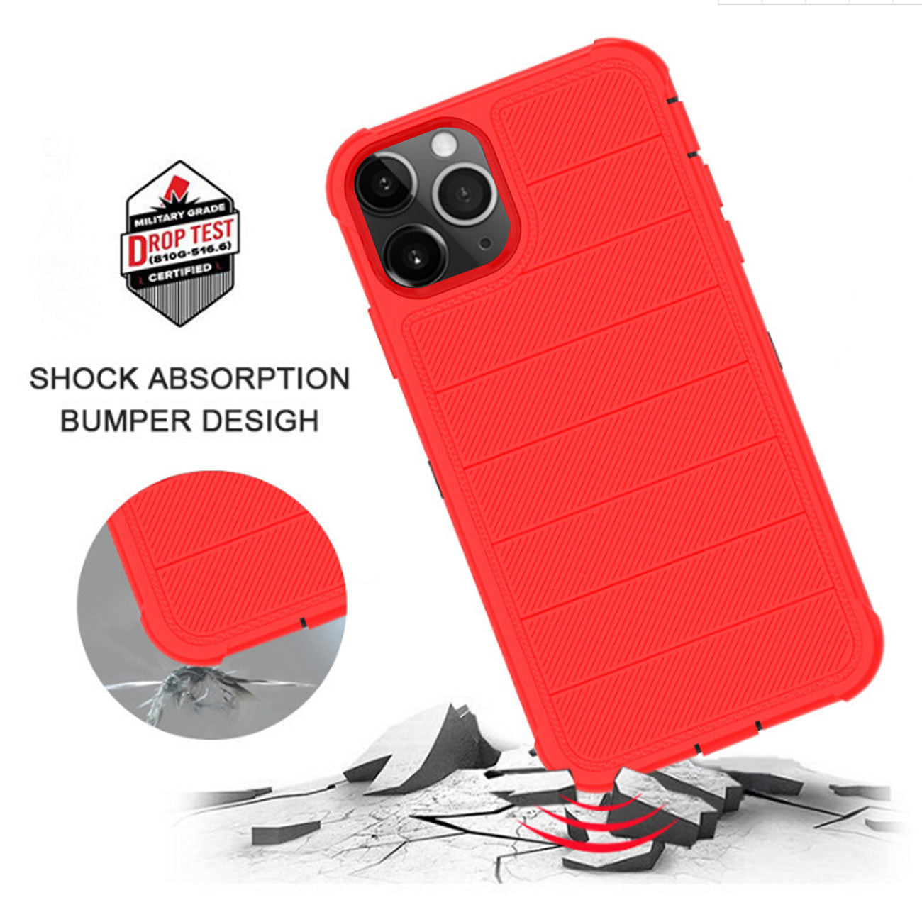 Case Holster Combo 3-In-1 Hybrid Heavy Duty Apple iPhone 11 Pro Red Color