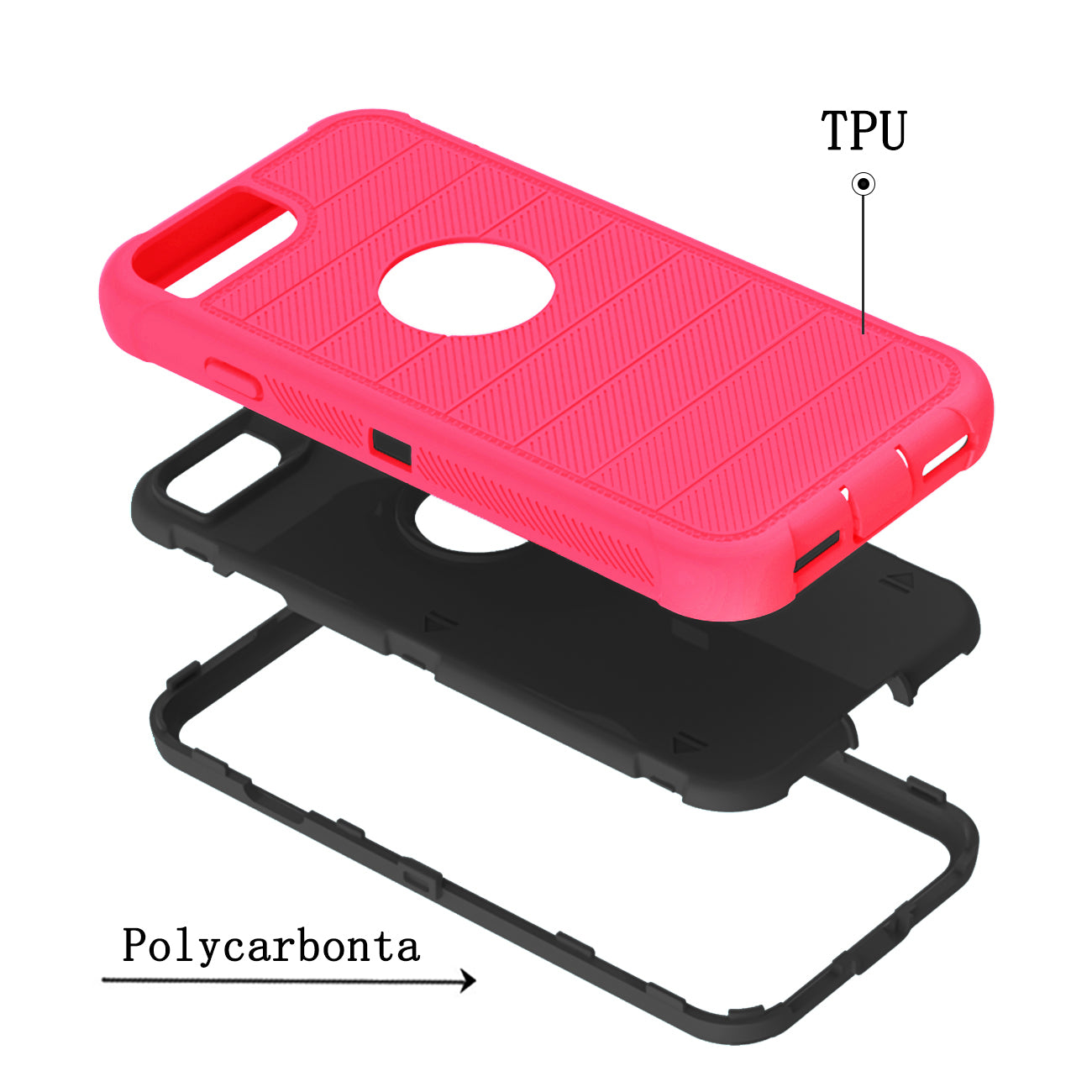 APPLE IPHONE 8 Plus MAX 3-In-1 Hybrid Heavy Duty Holster Combo Case In Hot Pink