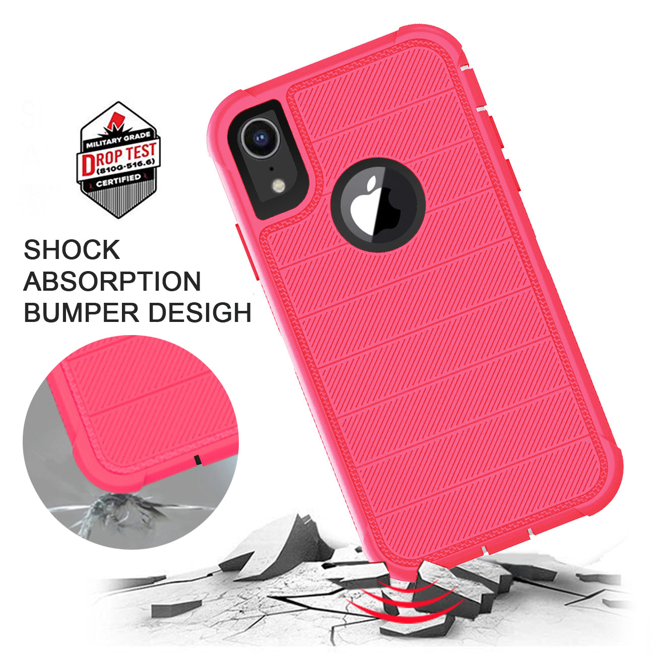 APPLE IPHONE XR 3-In-1 Hybrid Heavy Duty Holster Combo Case In Hot Pink