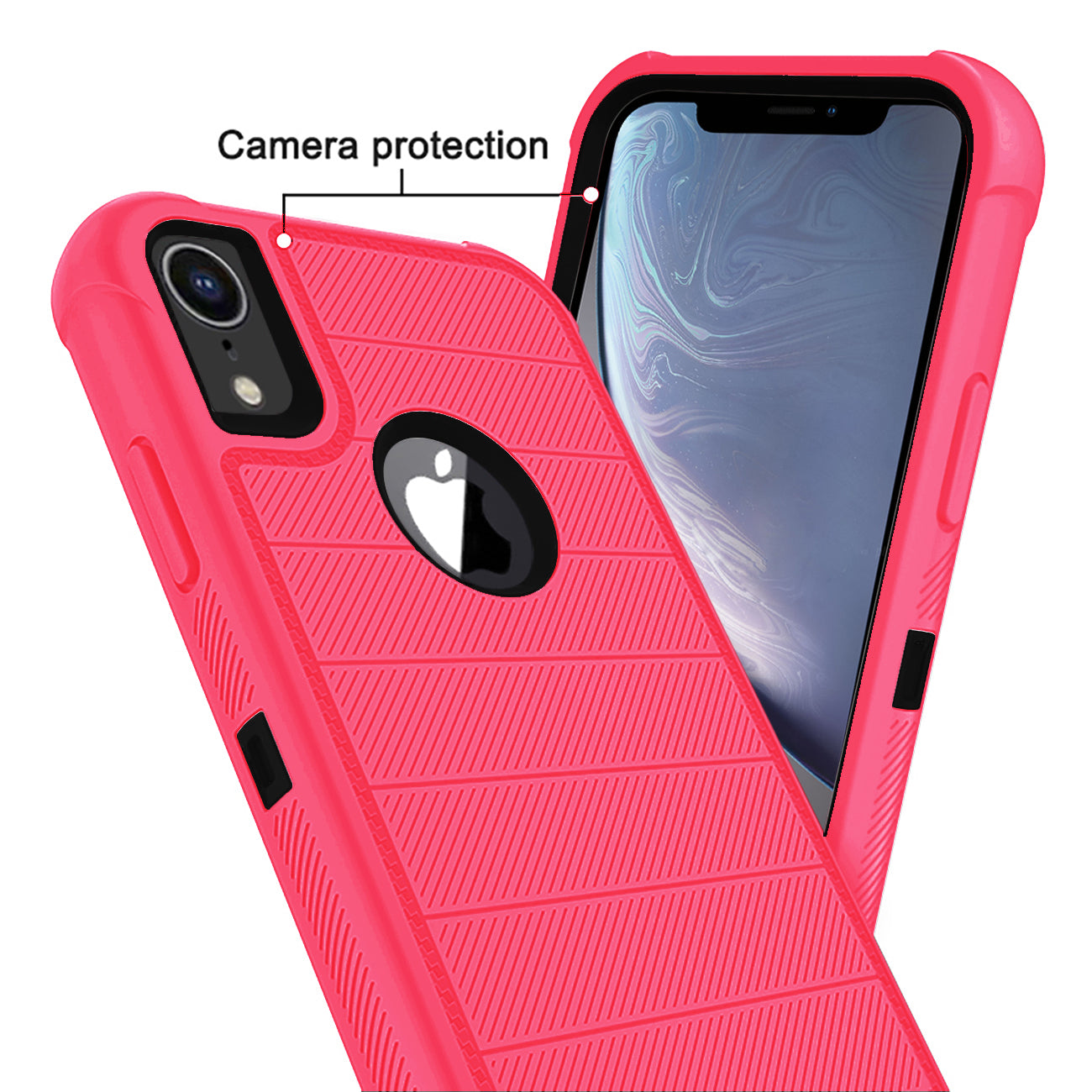 APPLE IPHONE XR 3-In-1 Hybrid Heavy Duty Holster Combo Case In Hot Pink