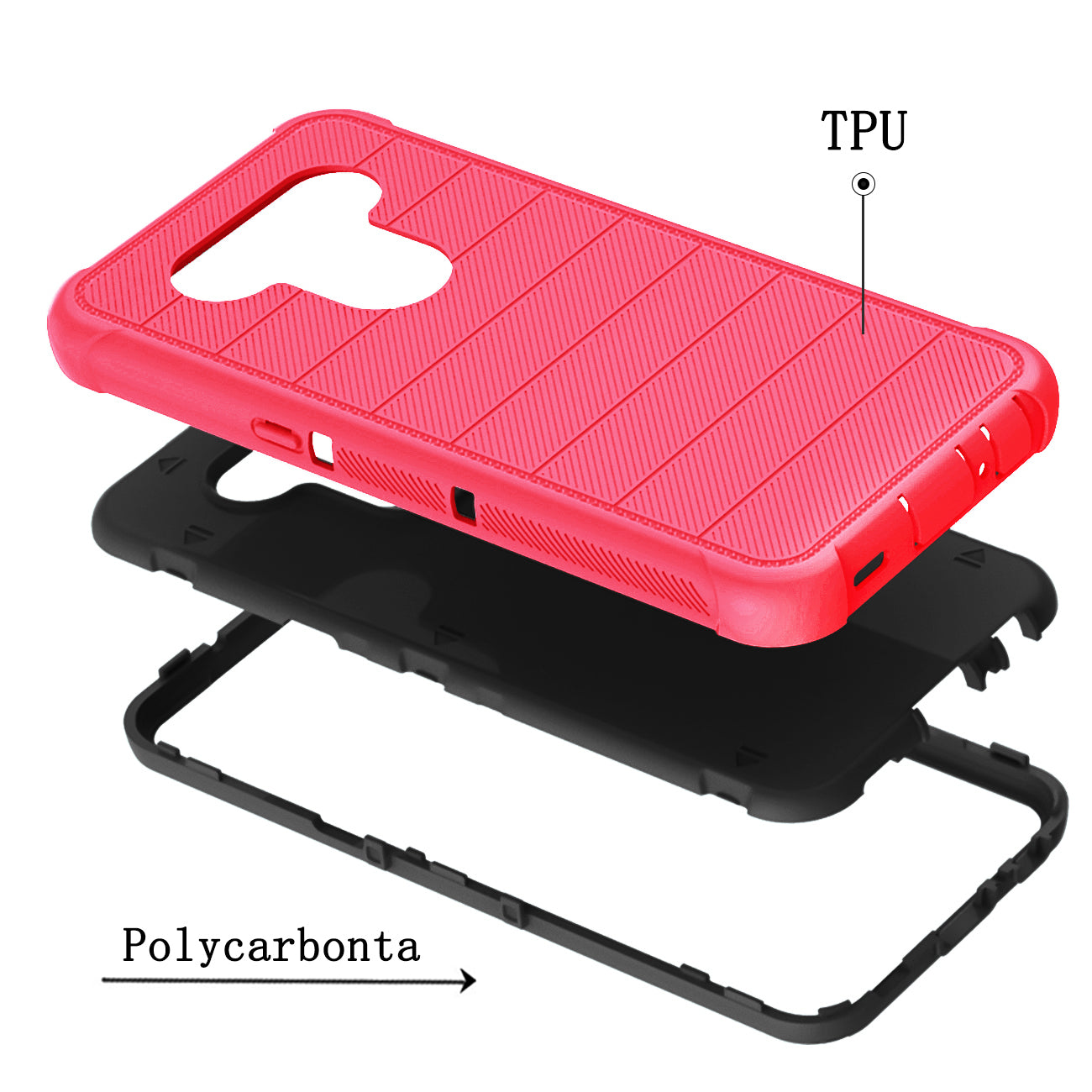 Case Holster Combo Hybrid Heavy Duty 3-In-1 LG K51 Hot Pink Color