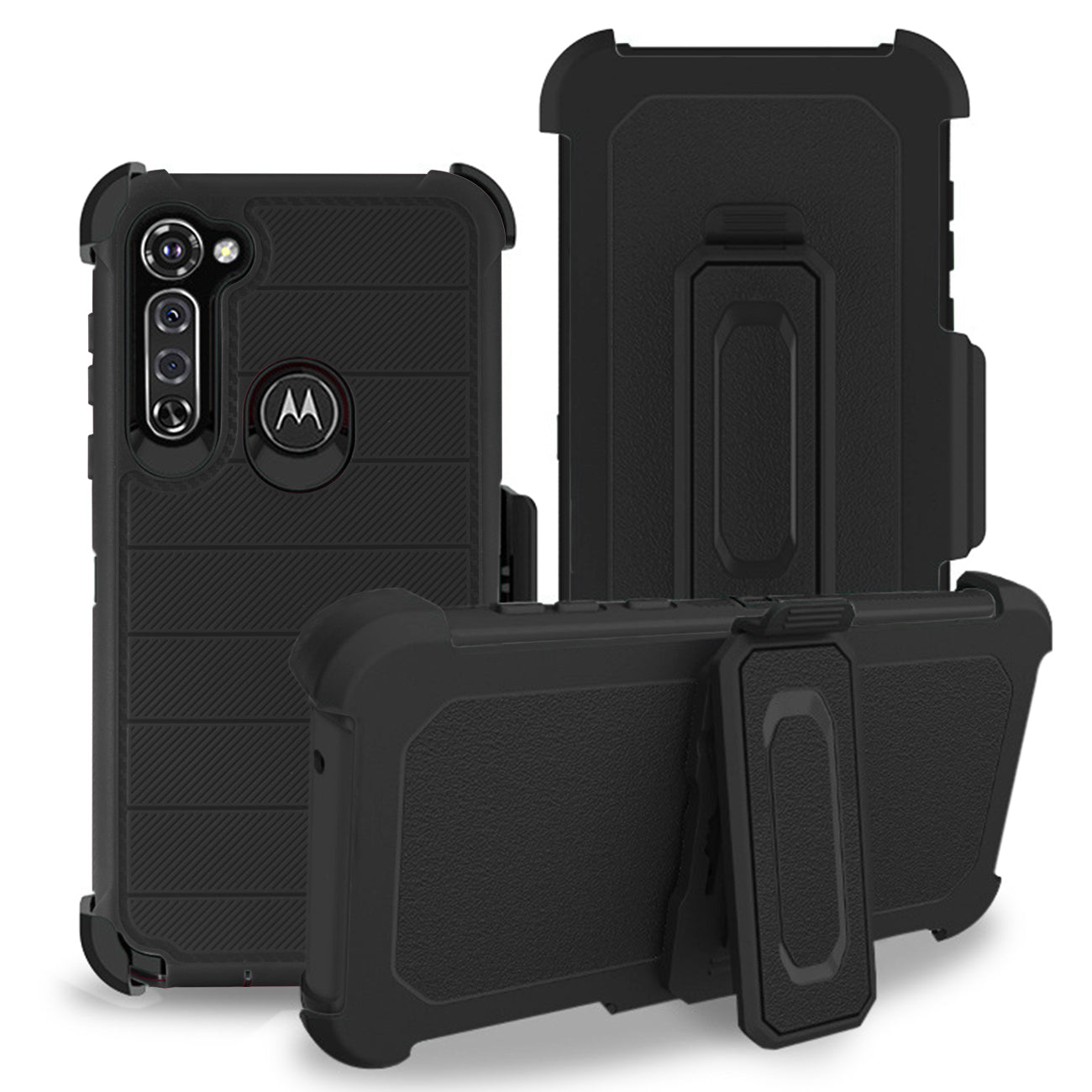 Case Hybrid 3 In 1 Heavy Duty Holster Combo Moto G Stylus Black Color
