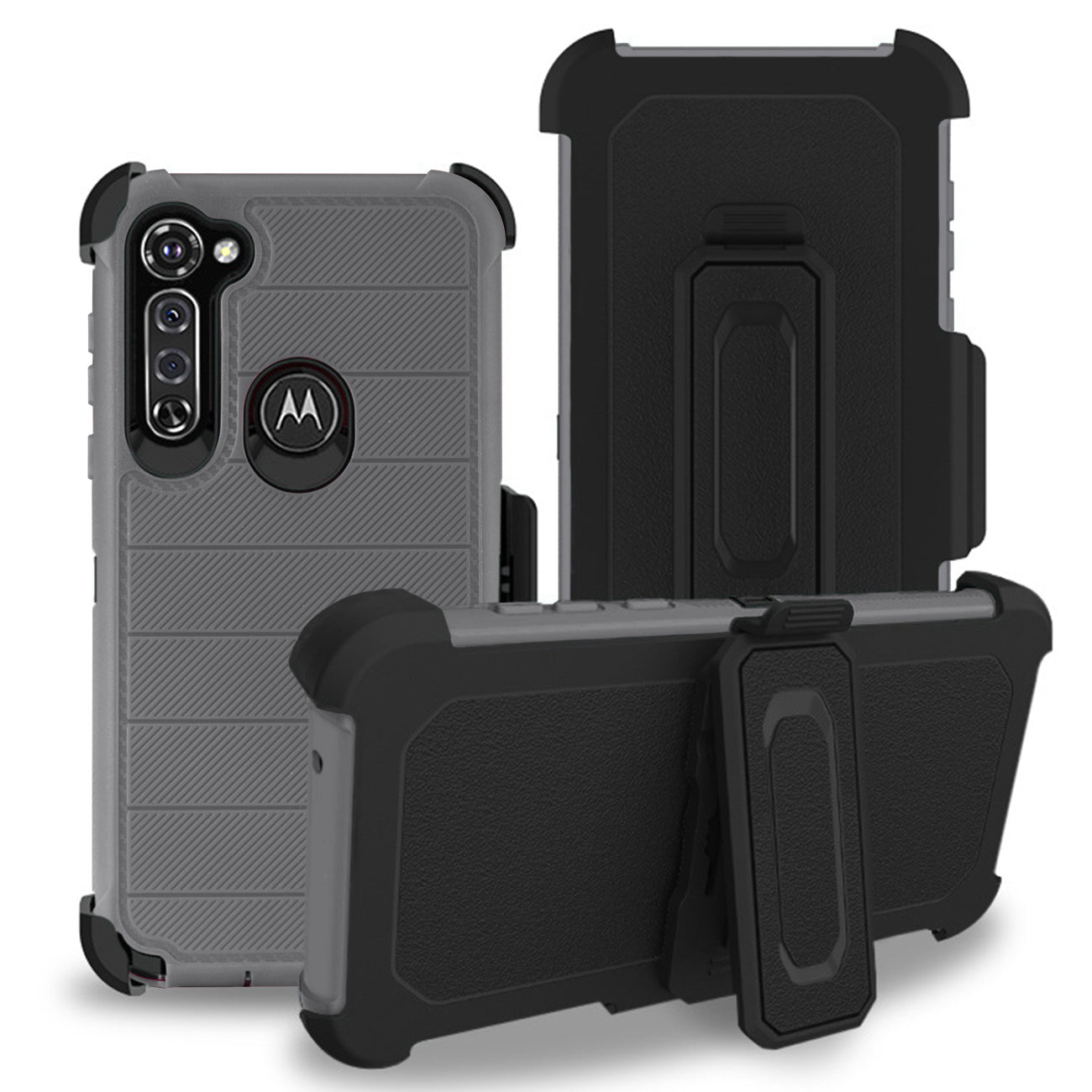 Case Hybrid 3 In 1 Heavy Duty Holster Combo Moto G Stylus Gray Color