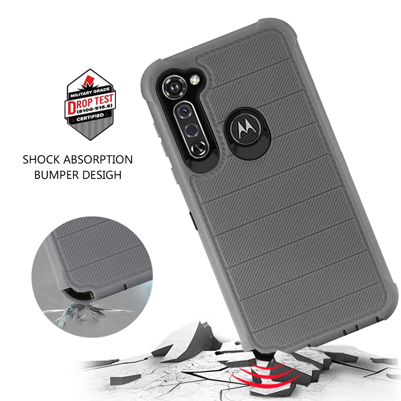 Case Hybrid 3 In 1 Heavy Duty Holster Combo Moto G Stylus Gray Color