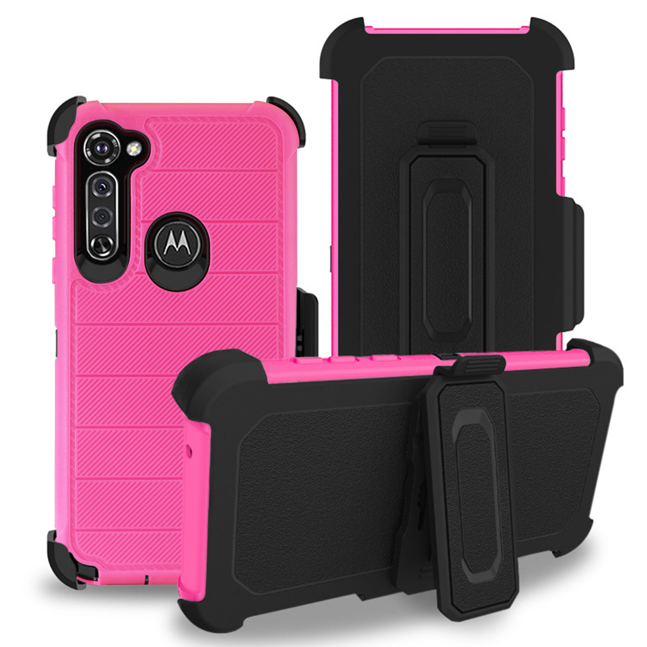 Case Hybrid 3 In 1 Heavy Duty Holster Combo Moto G Stylus Hot Pink Color