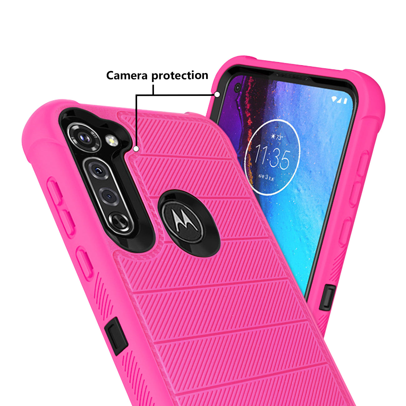 Case Hybrid 3 In 1 Heavy Duty Holster Combo Moto G Stylus Hot Pink Color