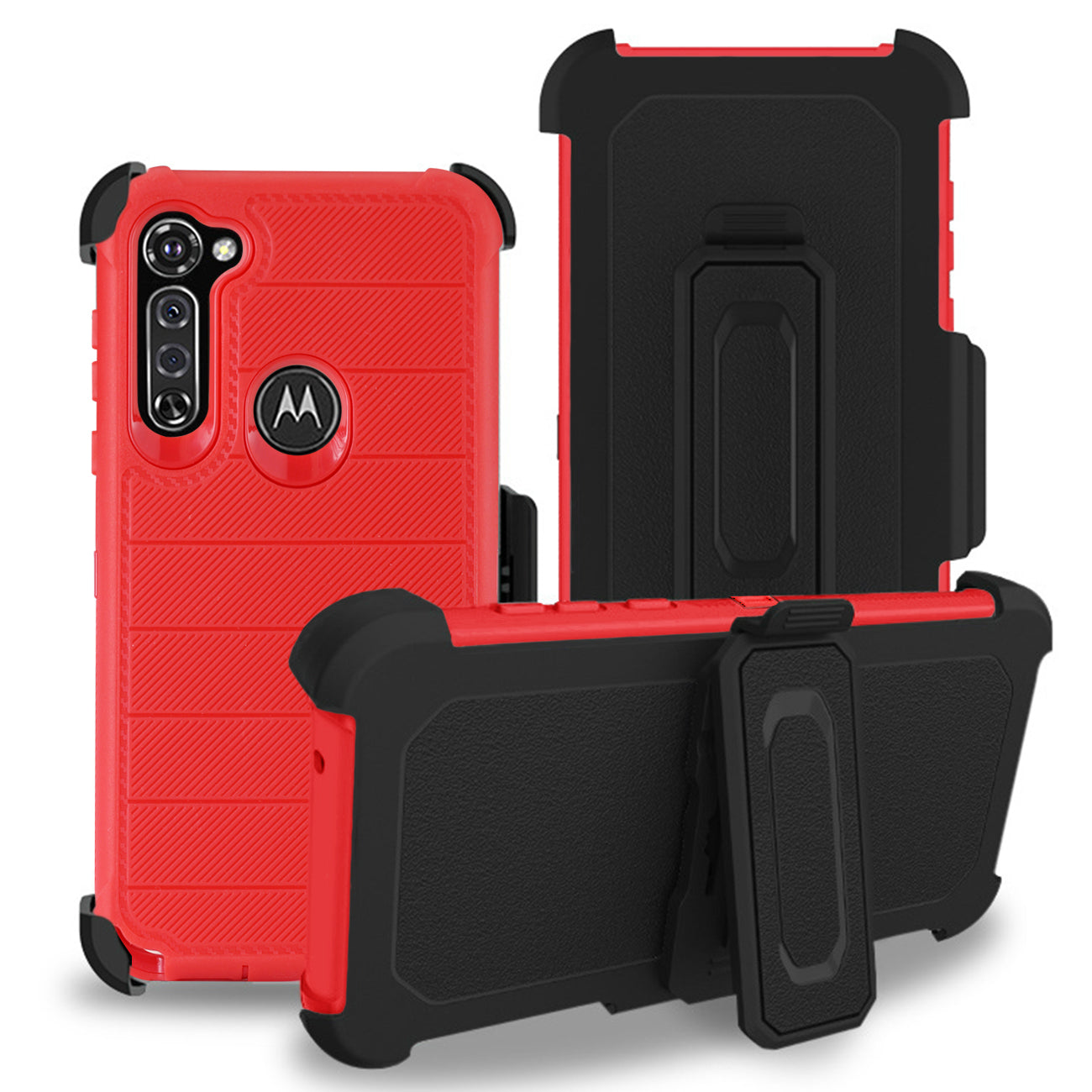 Case Hybrid 3 In 1 Heavy Duty Holster Combo Moto G Stylus Red Color