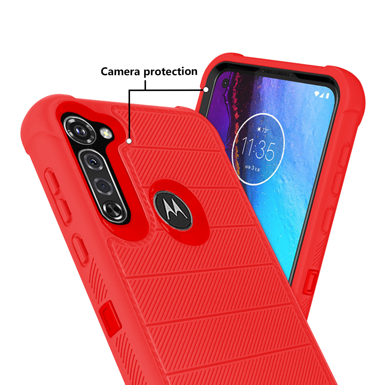Case Hybrid 3 In 1 Heavy Duty Holster Combo Moto G Stylus Red Color