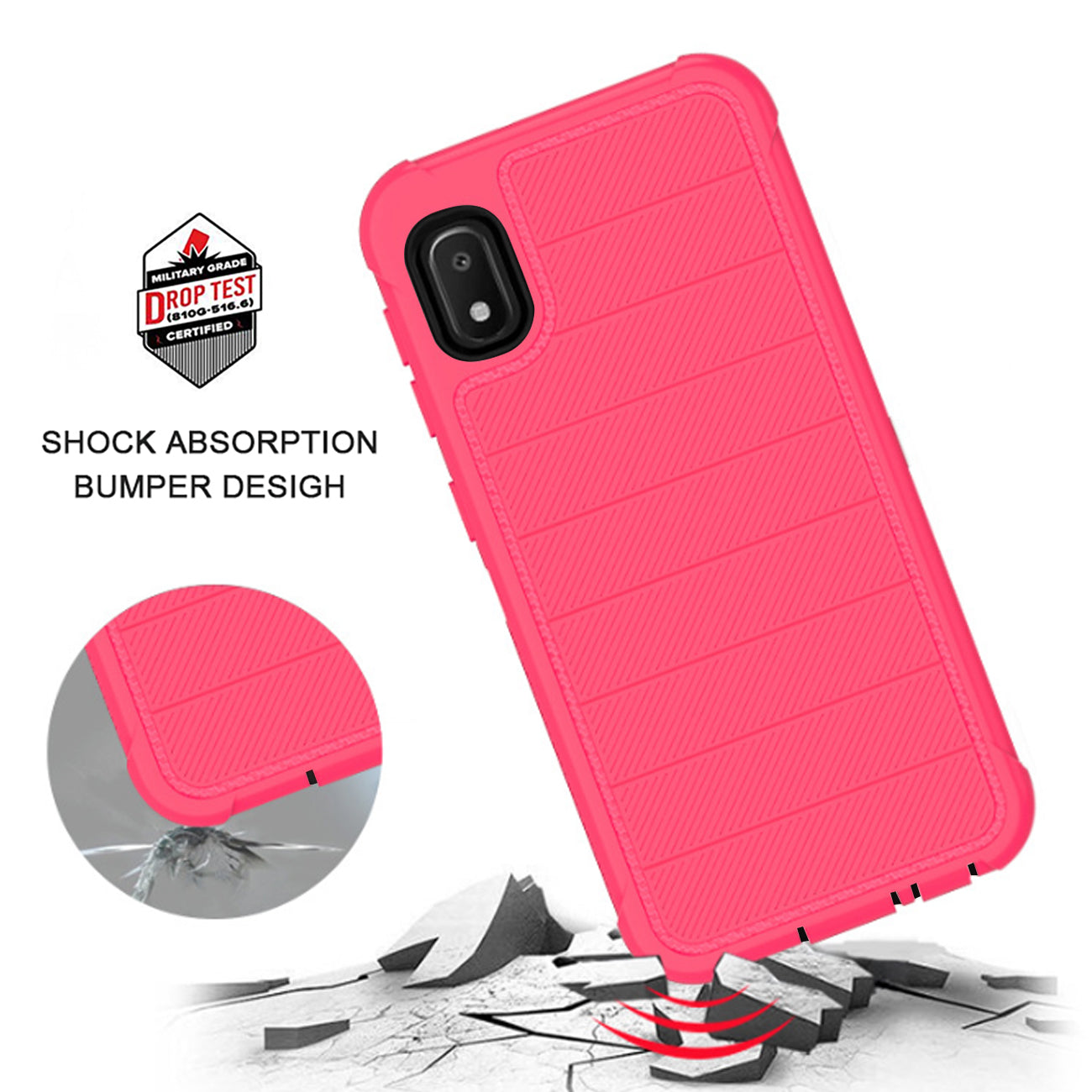 Case Holster Combo Hybrid 3-In-1 Heavy Duty Samsung Galaxy A10E Hot Pink Color