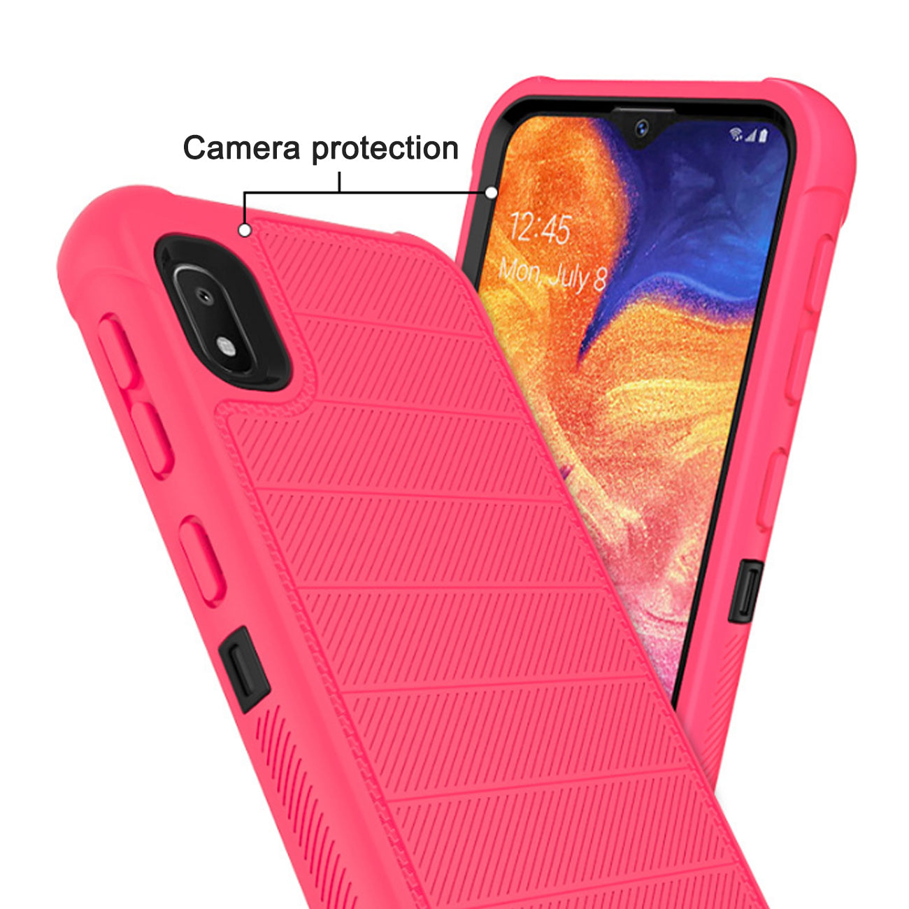 Case Holster Combo Hybrid 3-In-1 Heavy Duty Samsung Galaxy A10E Hot Pink Color