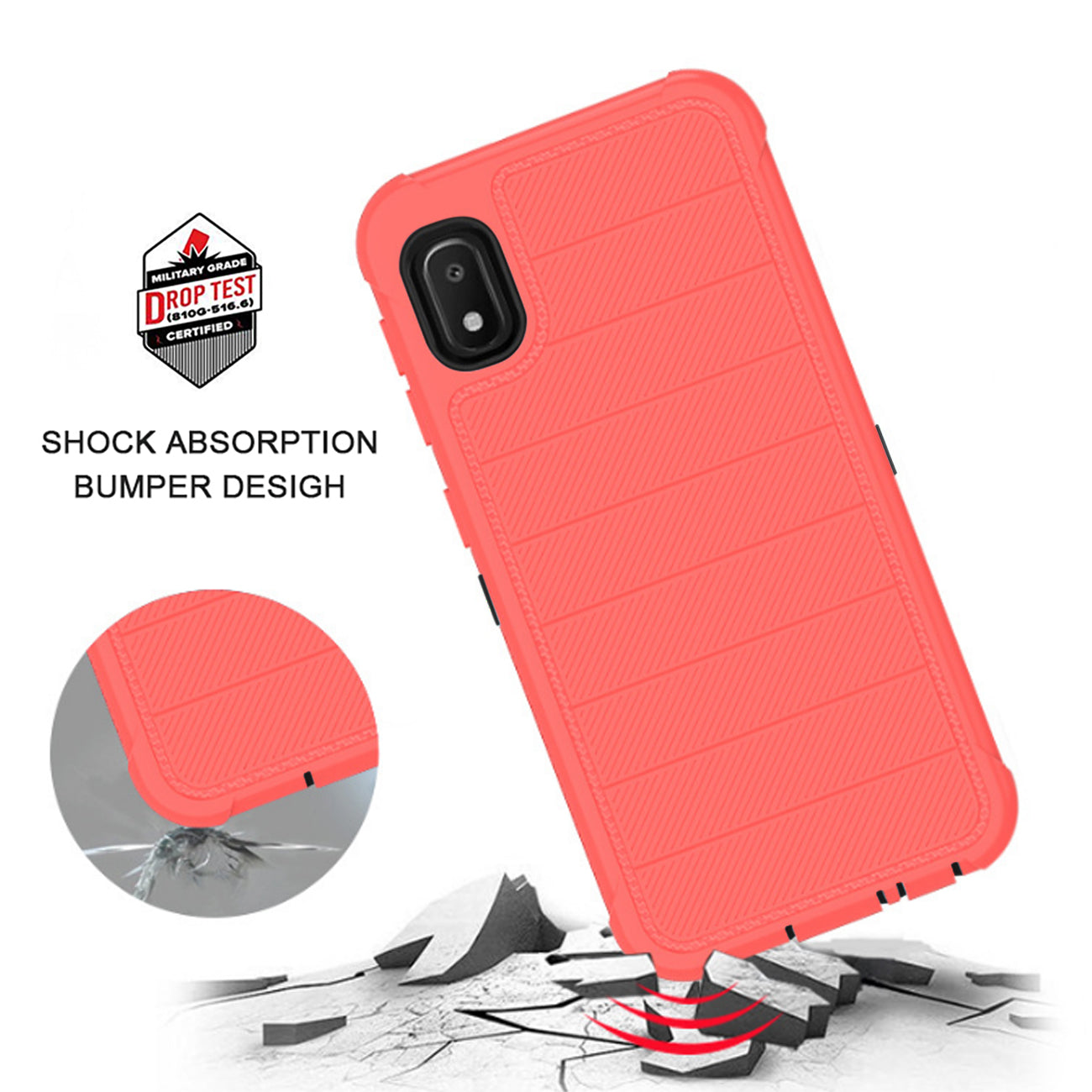 Case Holster Combo Hybrid 3-In-1 Heavy Duty Samsung Galaxy A10E Pink Color