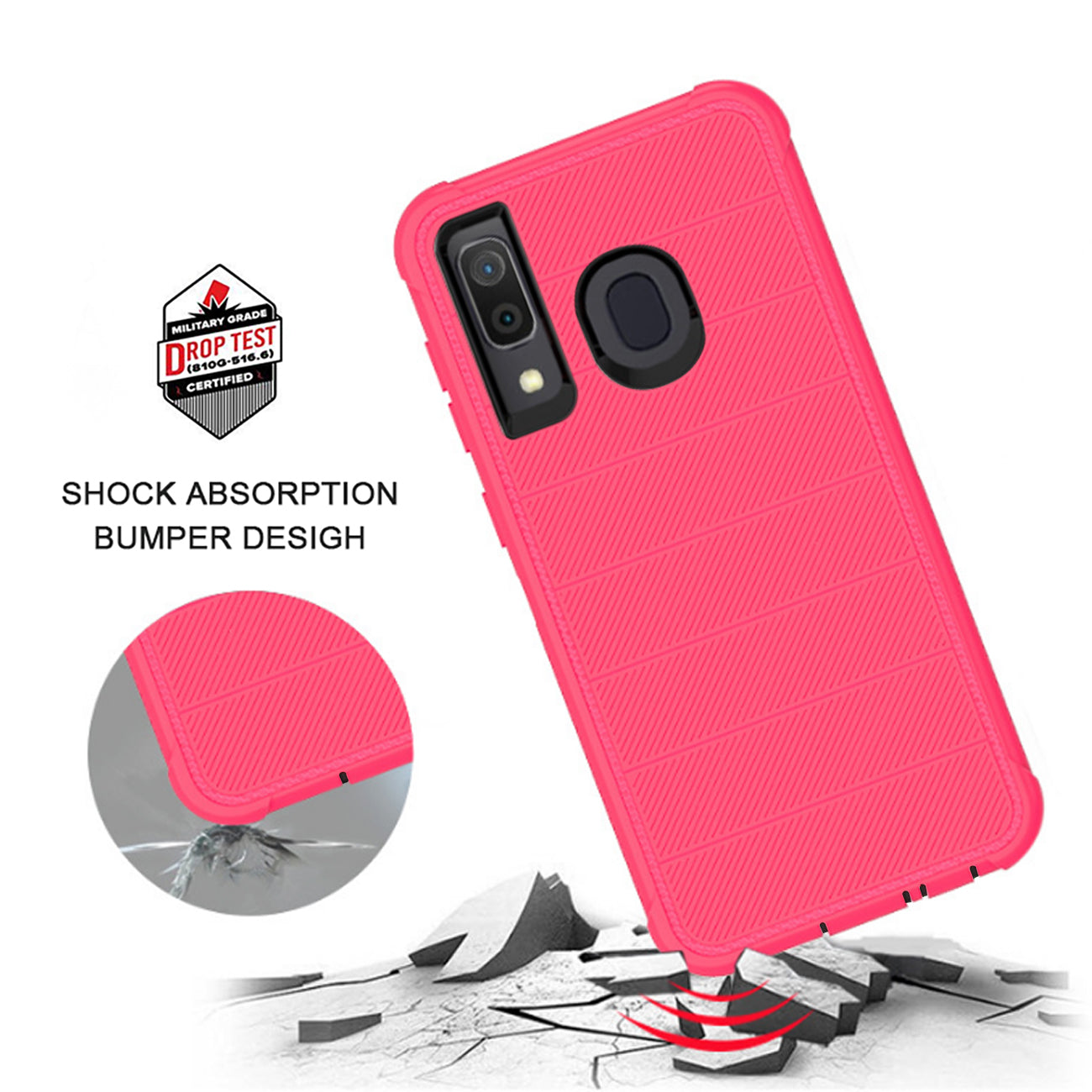 Case Holster Combo Hybrid 3-In-1 Heavy Duty Hot Pink Color