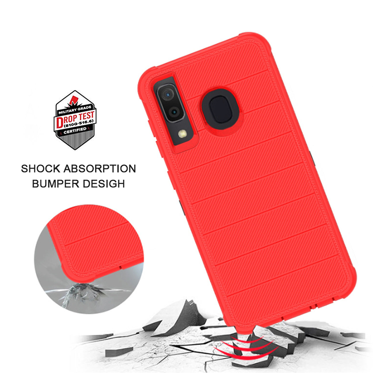 Case Holster Combo Hybrid 3-In-1 Heavy Duty Red Color