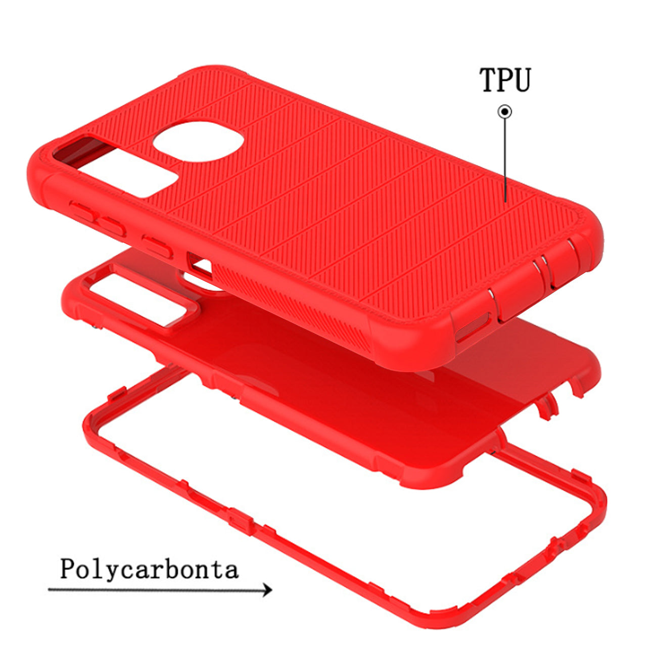 Case Holster Combo Hybrid 3-In-1 Heavy Duty Red Color